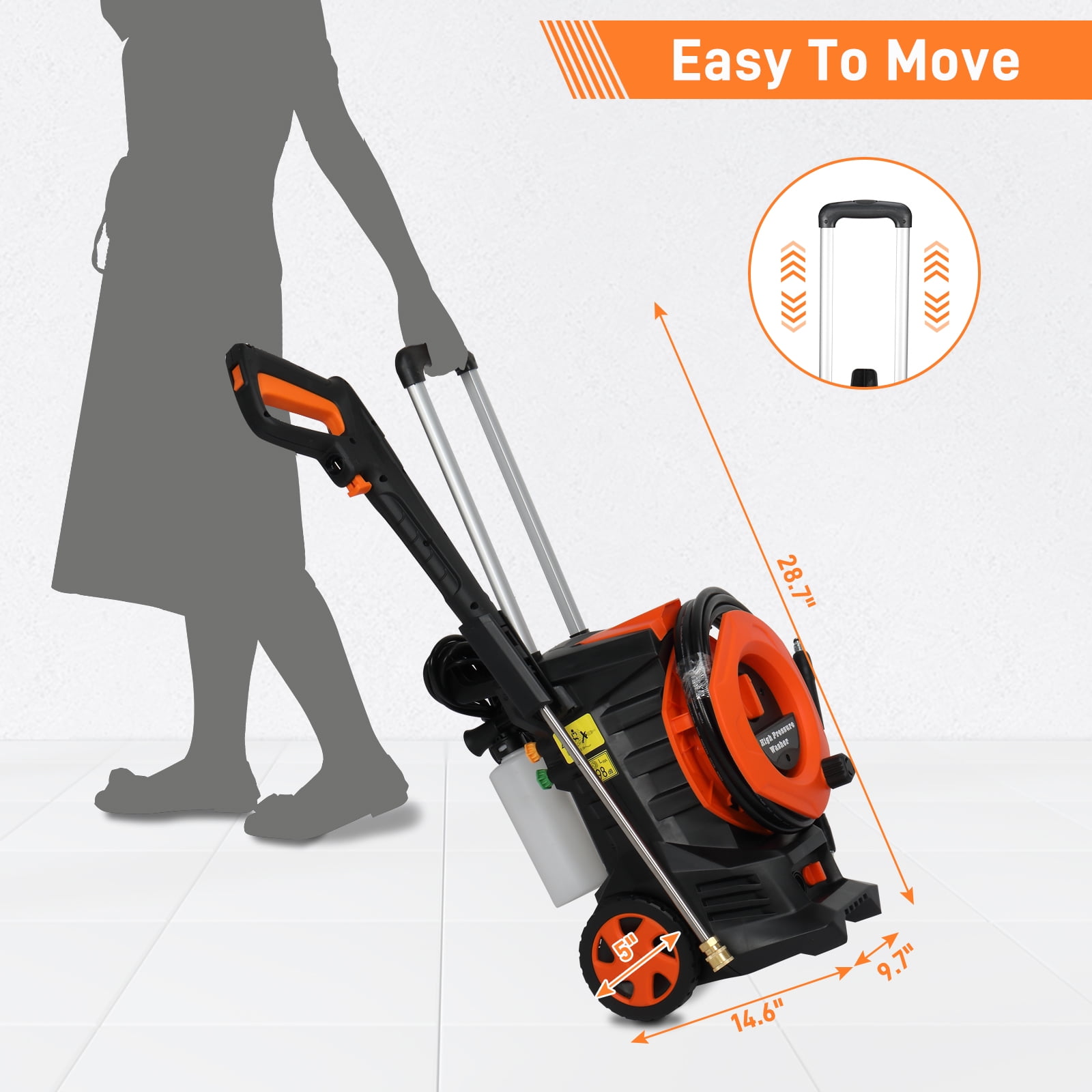 Ktaxon Electric Pressure Washer 5200 PSI 3.5 GPM Portable Power Cleaner with 4 Quick Connect Nozzles & Foam Cannon (Black, 1800W) py543