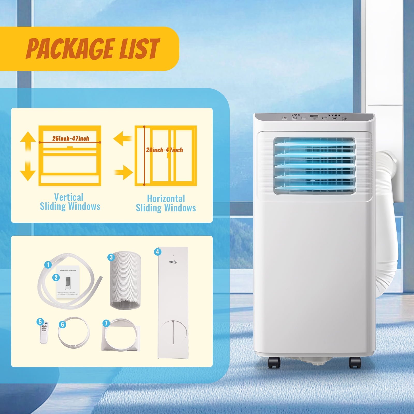 WANAI Portable Air Conditioner 8000 BTU Cooling Fan Dehumidifier (White, 250 sq. ft.) 4hb3e