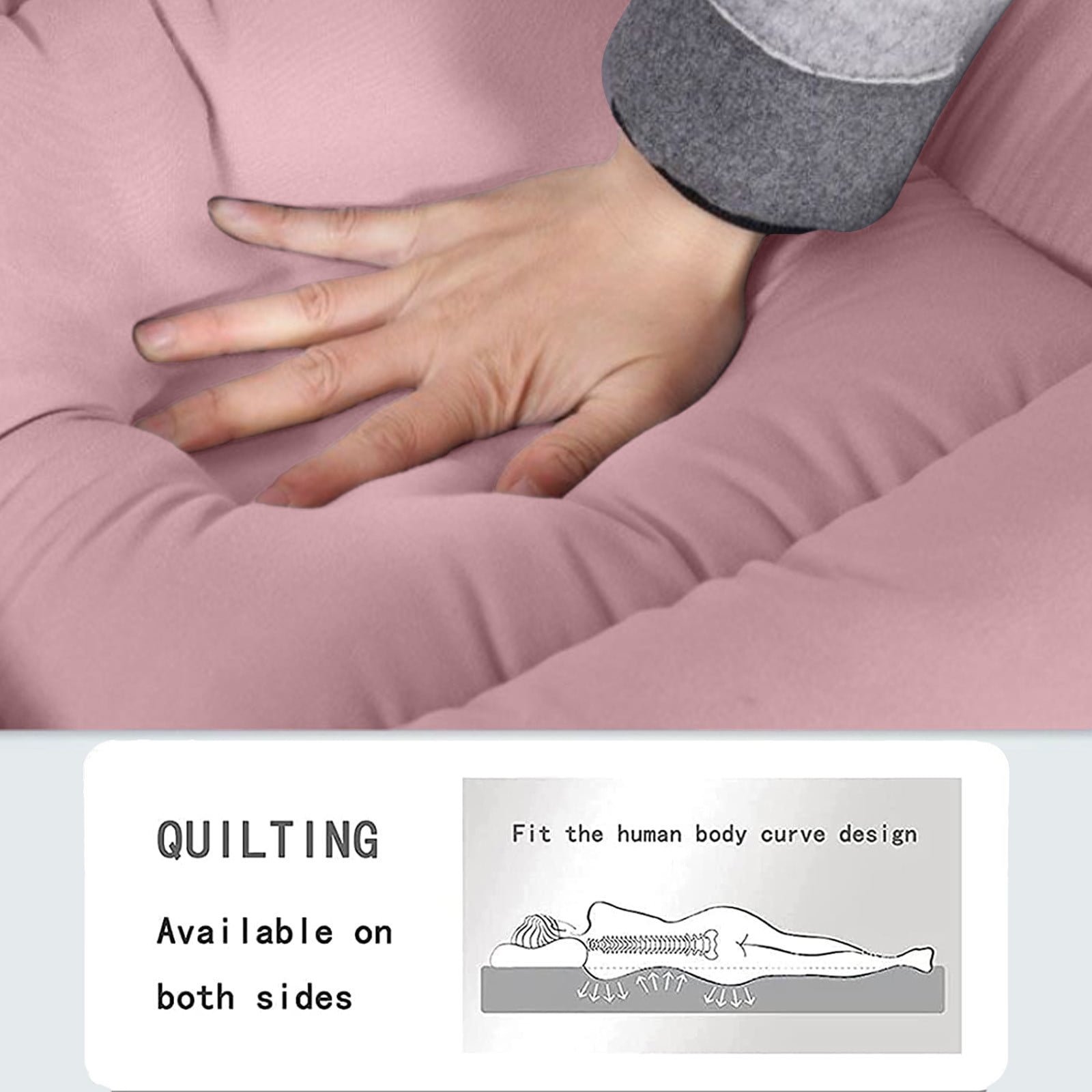 Gnmfd Thickened Soft Fiber Mattress Foldable Sleeping Pad for Single Bed (Pink, 35 in x 79 in) olvt3