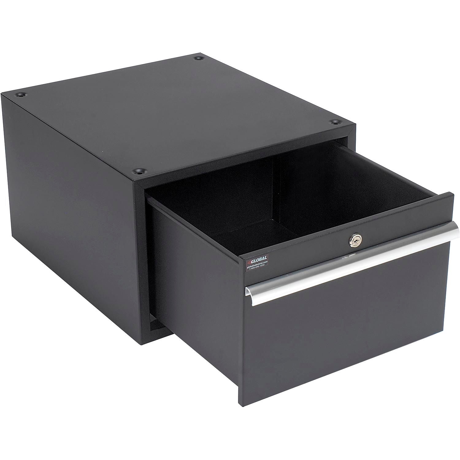 Global Industrial Stacking Steel Drawer (Black, 17.25 in W x 20 in D x 12 in H) 74amc