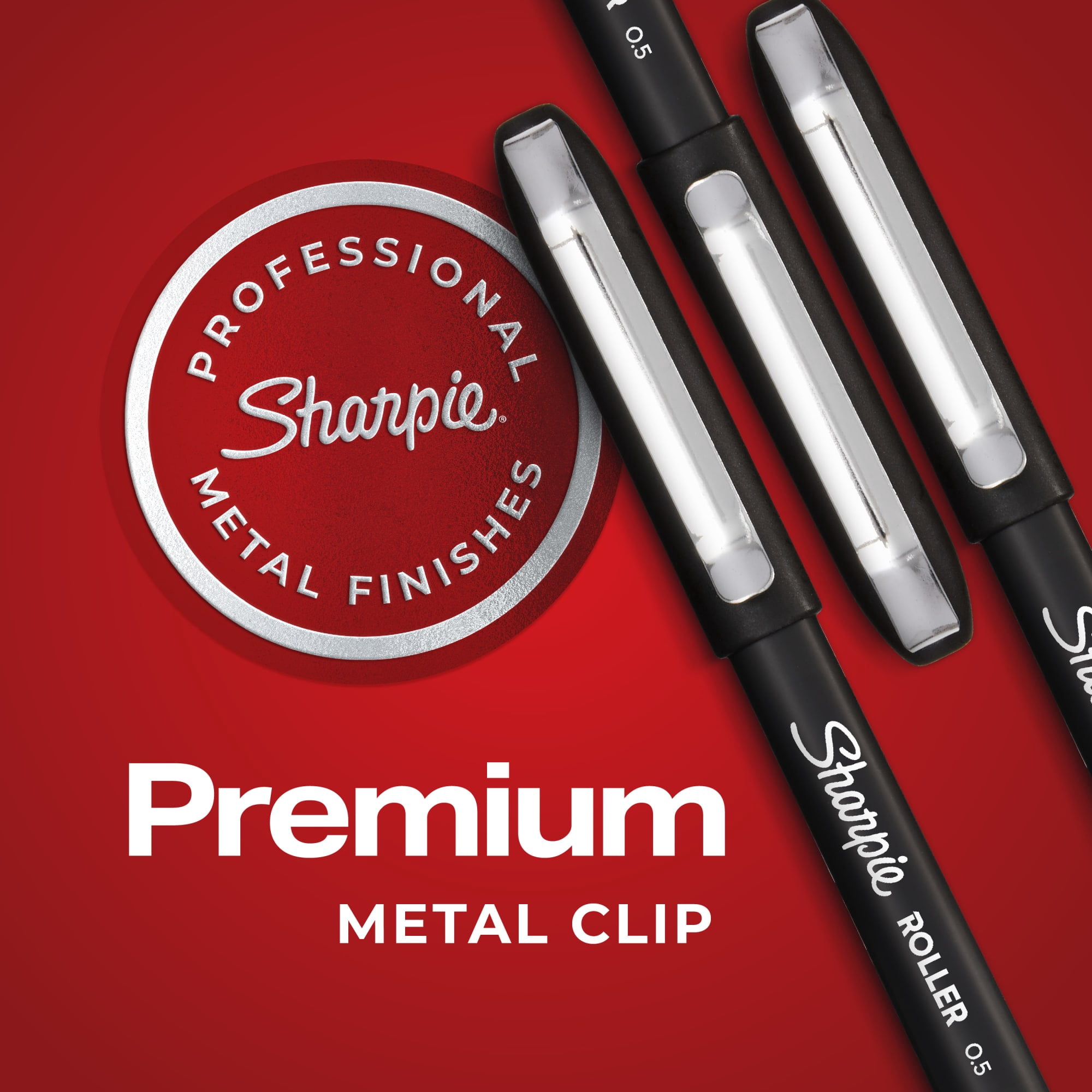 Sharpie Rollerball Pens, Smooth Writing Ink, Professional Metal Clip (Black, 4 Pack) no70k