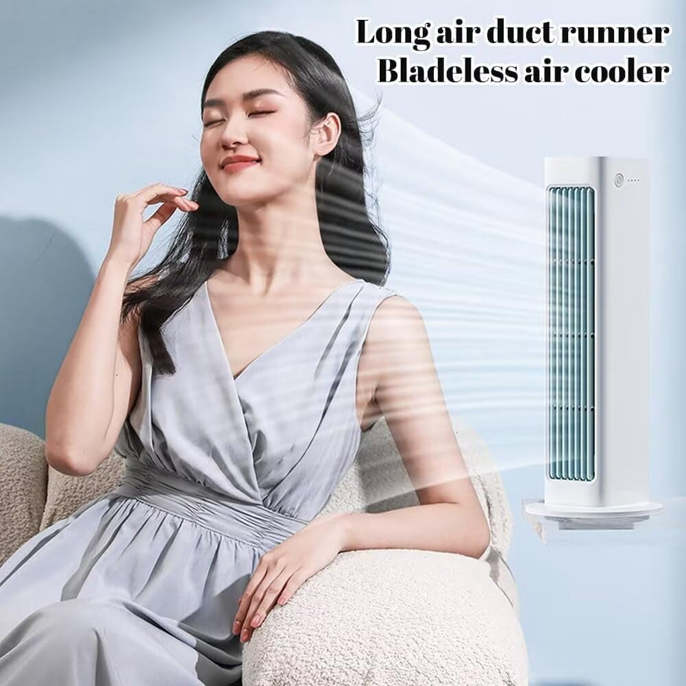Ngogttg Portable Air Conditioner Fan, Bladeless Cooling System with Remote Control (White, 12.9 in) a3izf - Image 2