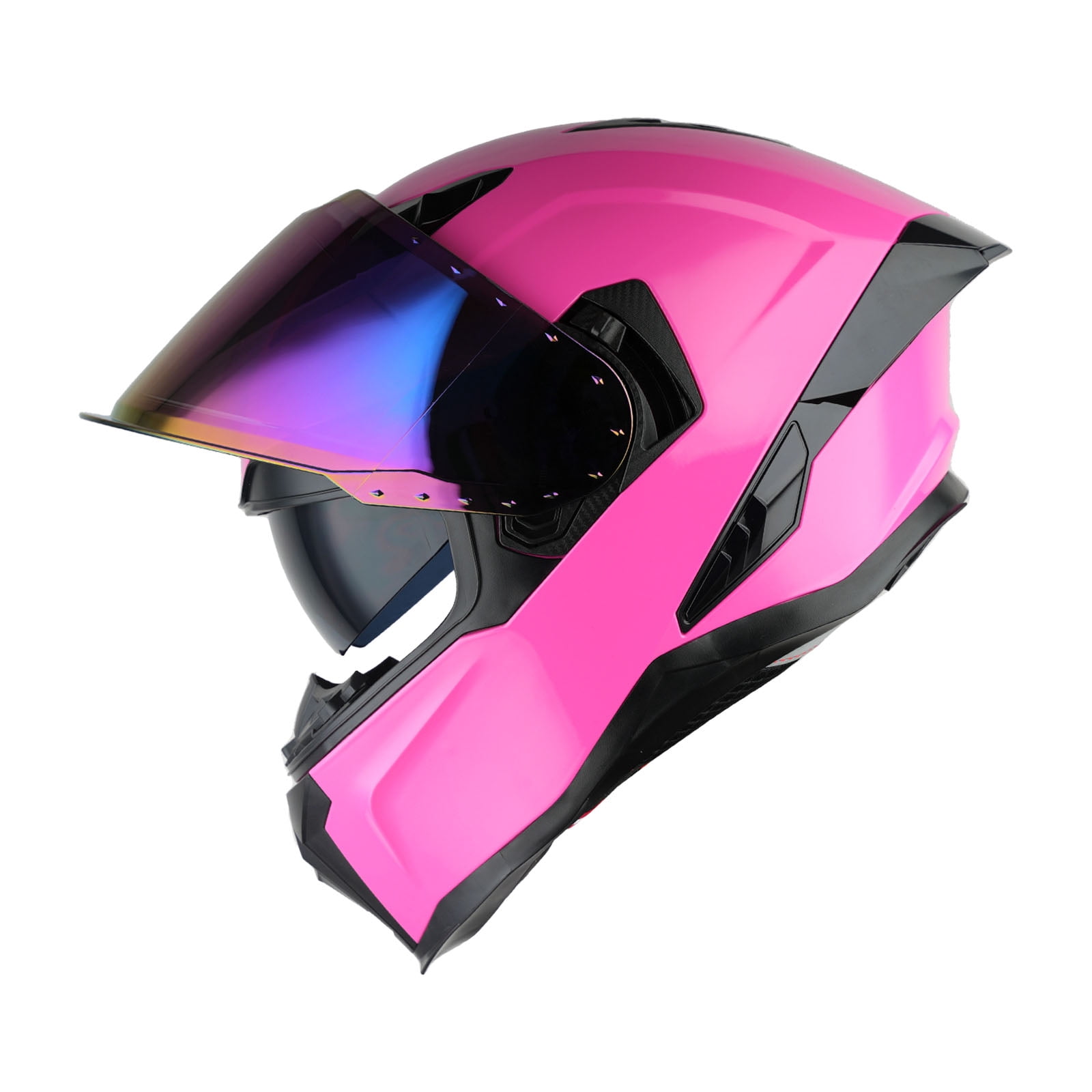 1Storm Motorcycle Full Face Helmet Street Bike Racing Gear with Dual Visor and Extra Shield (Glossy Pink, Large) p412x
