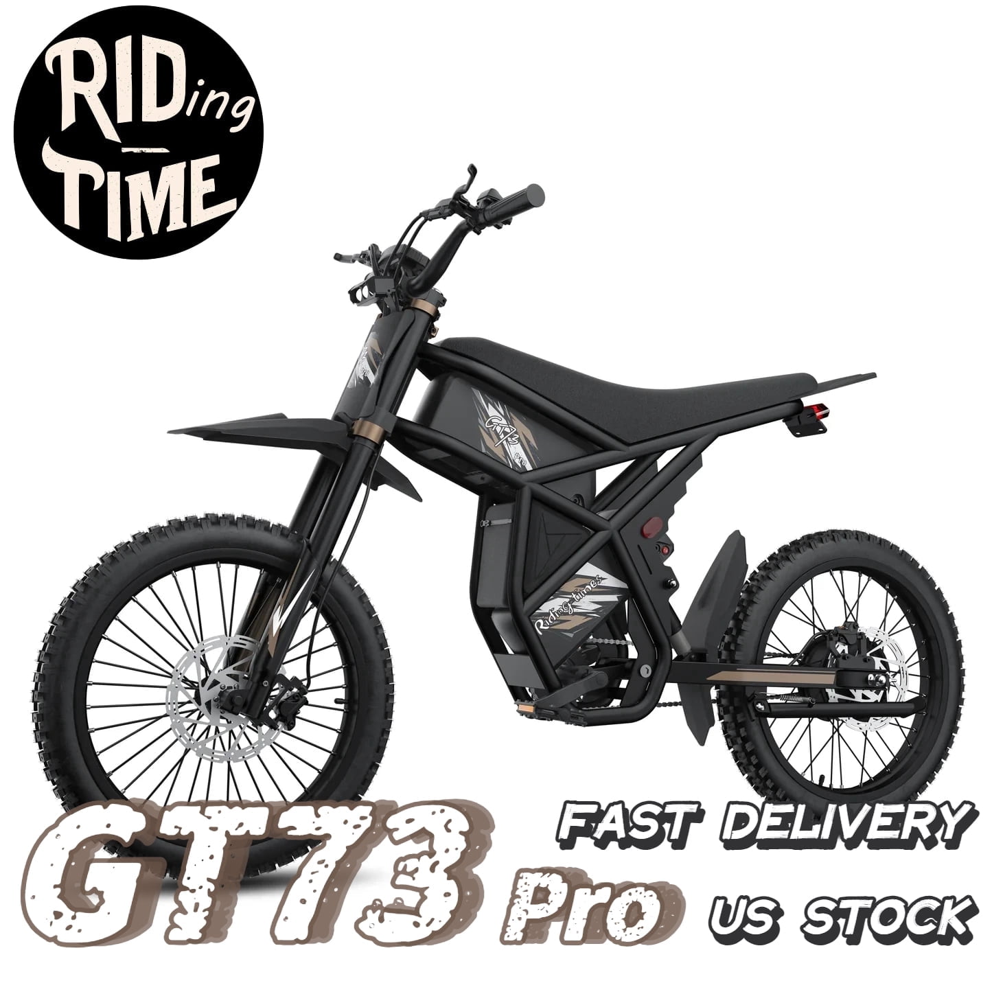 Riding'Times GT73 Pro Electric Bike, 3000W Dual Motor Off-Road E-Bike with Hydraulic Brakes (Black, 25 in x 3 in Tires) wi7x3