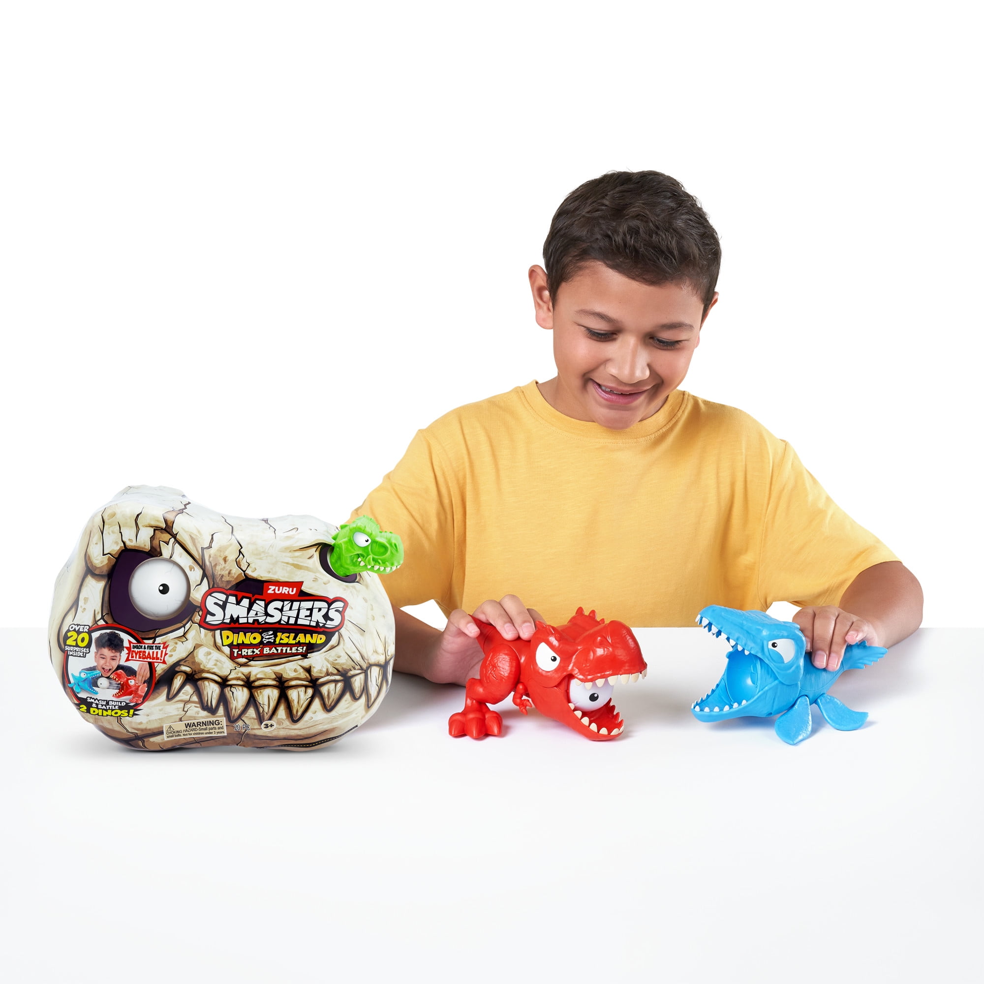 Smashers Dino Island T-Rex Battles Dinosaur Action Playset (Orange, 1 Pack) p7eqj