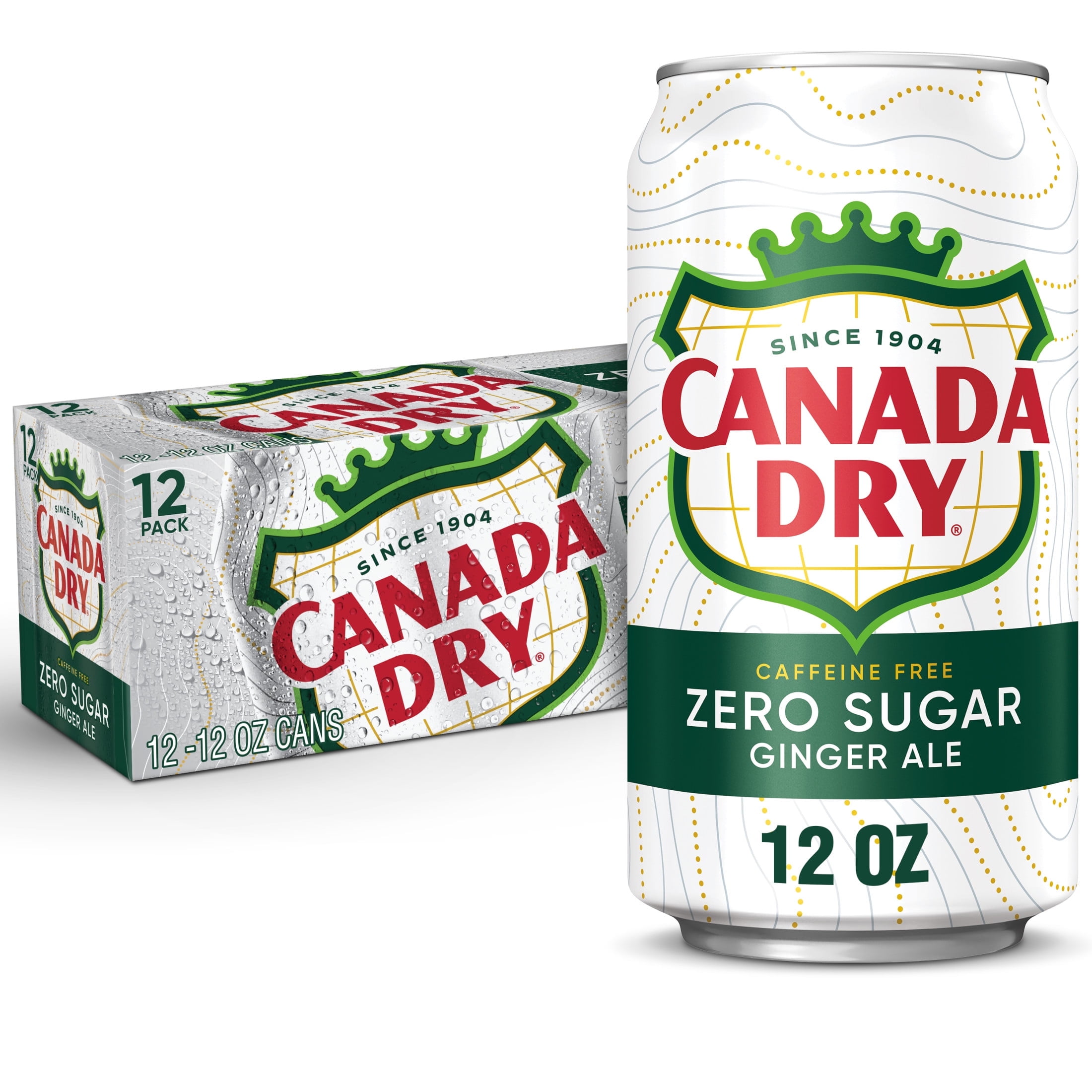 Canada Dry Ginger Ale Zero Sugar Soda, Caffeine Free, Refreshing Carbonated Beverage (12 fl oz, 12 Pack) cscmh