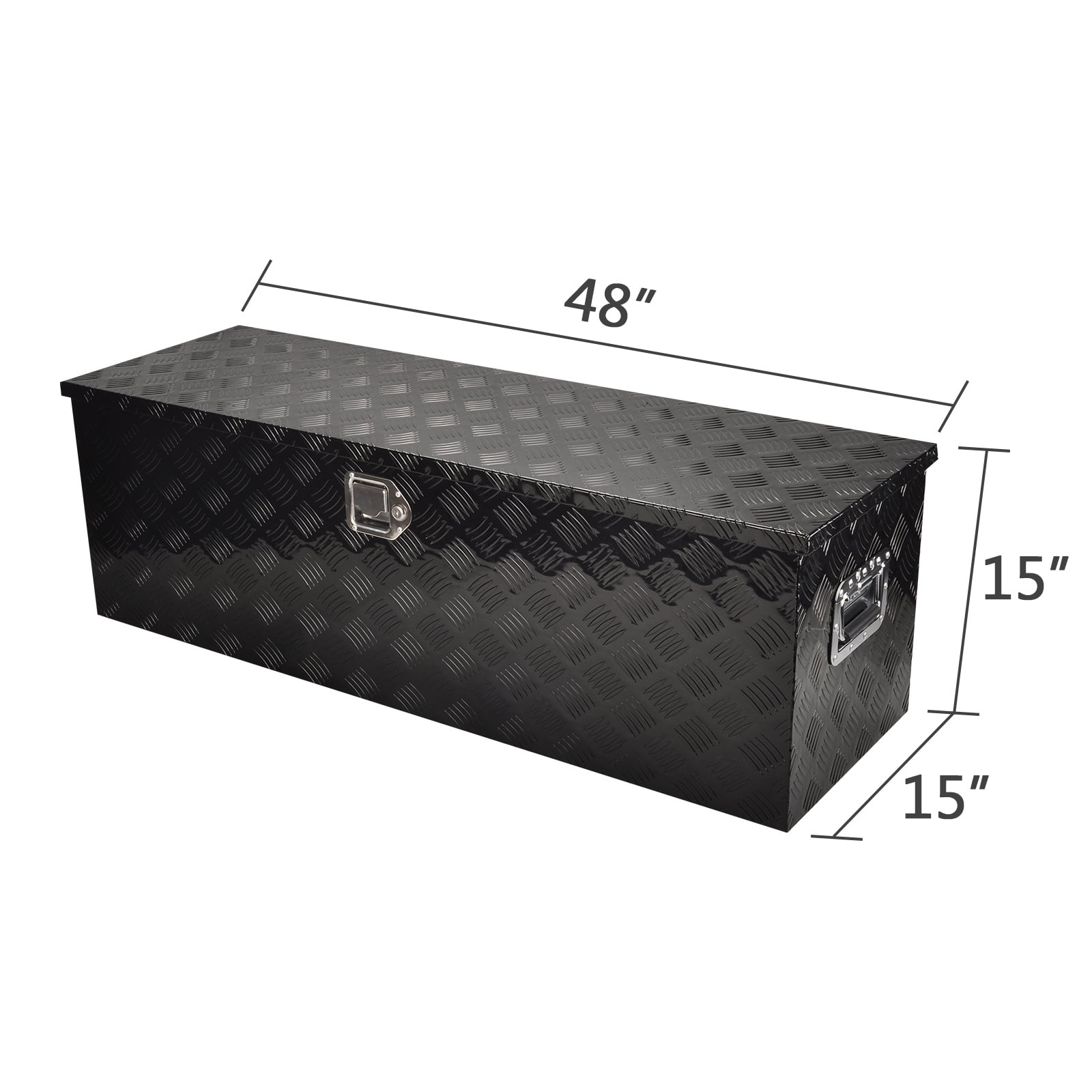 FGJQEFG Aluminum Truck Bed Tool Box, Heavy-Duty Lockable Storage Chest for Pickup Trucks (Black, 48 in x 15 in x 15 in) 872di
