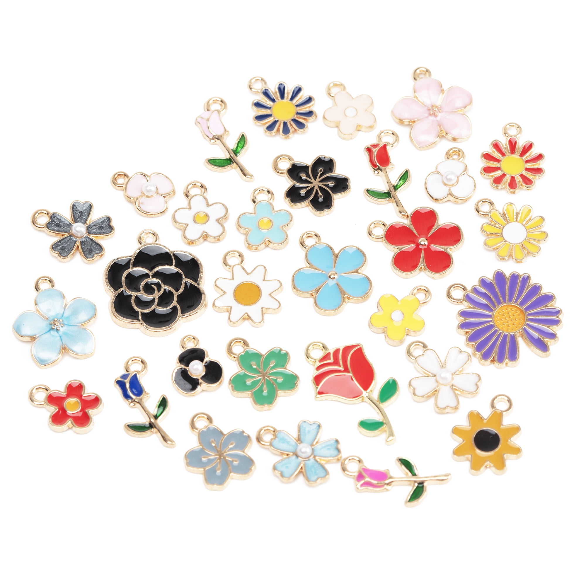 Cousin DIY Enamel Flower Charms for Jewelry Making (Gold, 60 Piece Pack) yy5jp