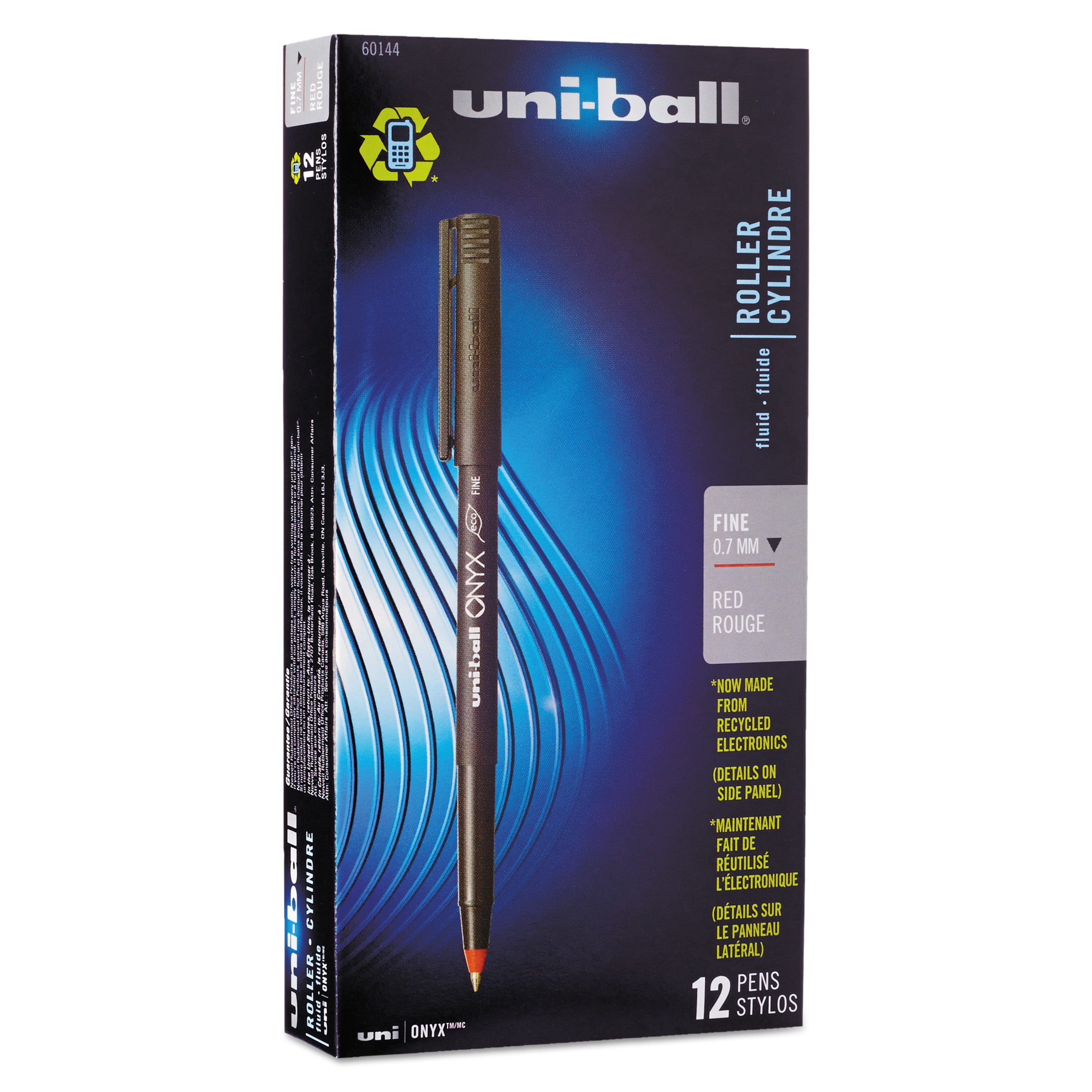 uni-ball Onyx Roller Ball Stick Pen (Red Ink, Fine Point, 12 Count) jg773