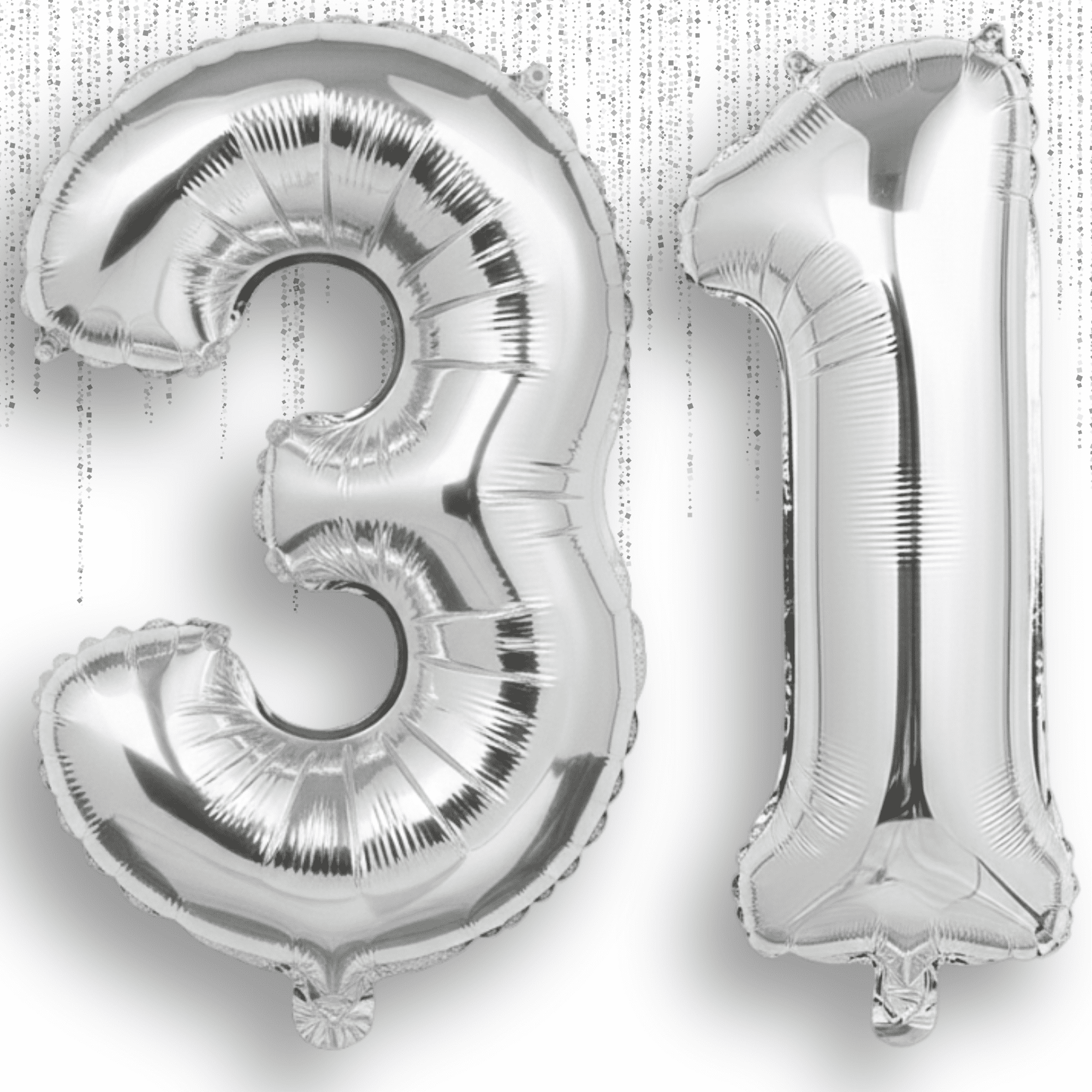 PARTY BALLOONS DELIVERY Number 31 Mylar Foil Balloon Set (Silver, 40 in) rik9y