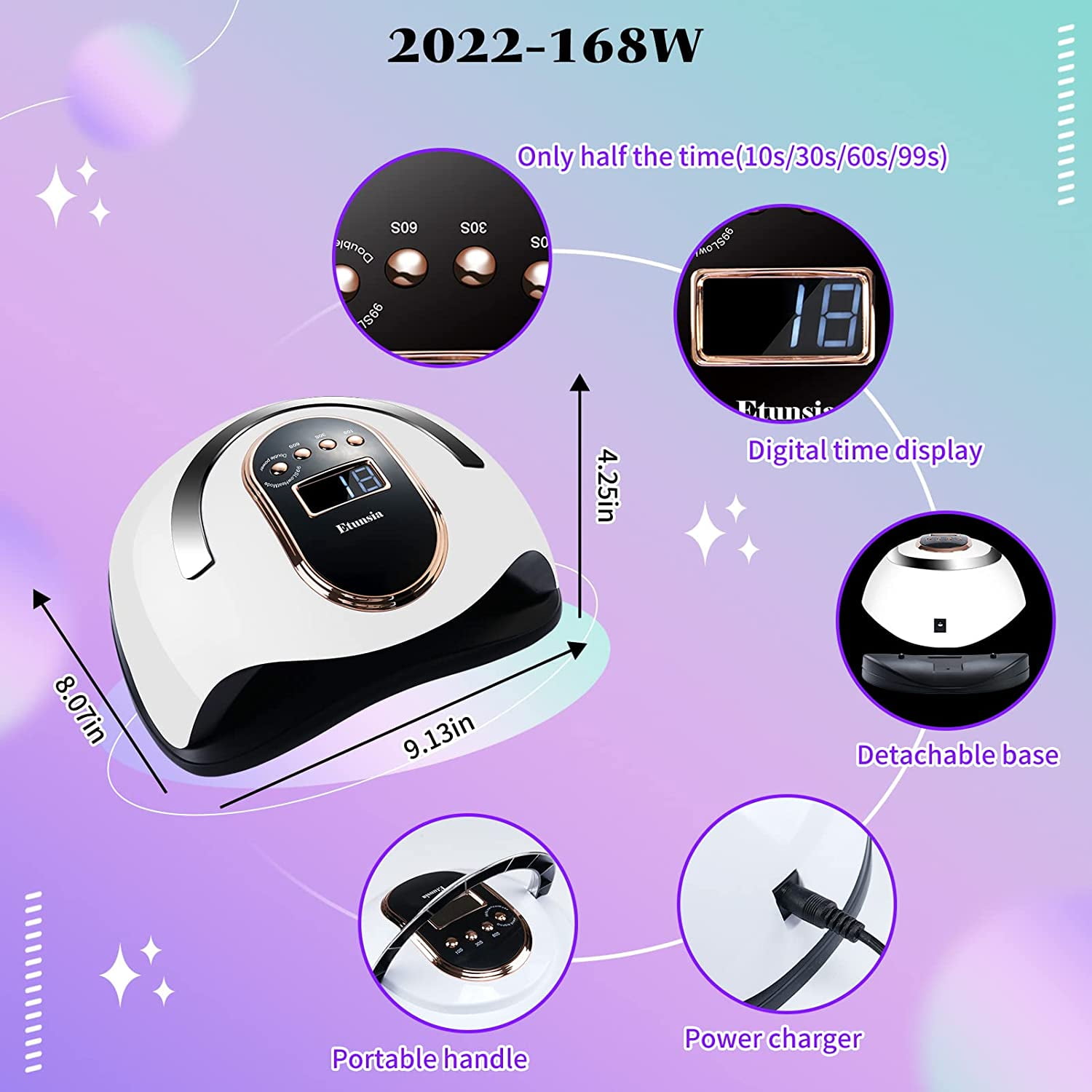 COWIN UV LED Nail Lamp for Gel Polish Curing, Professional 168W Smart Sensor Dryer (White, 9.13 x 8.15 x 4.25 in) lfwxj