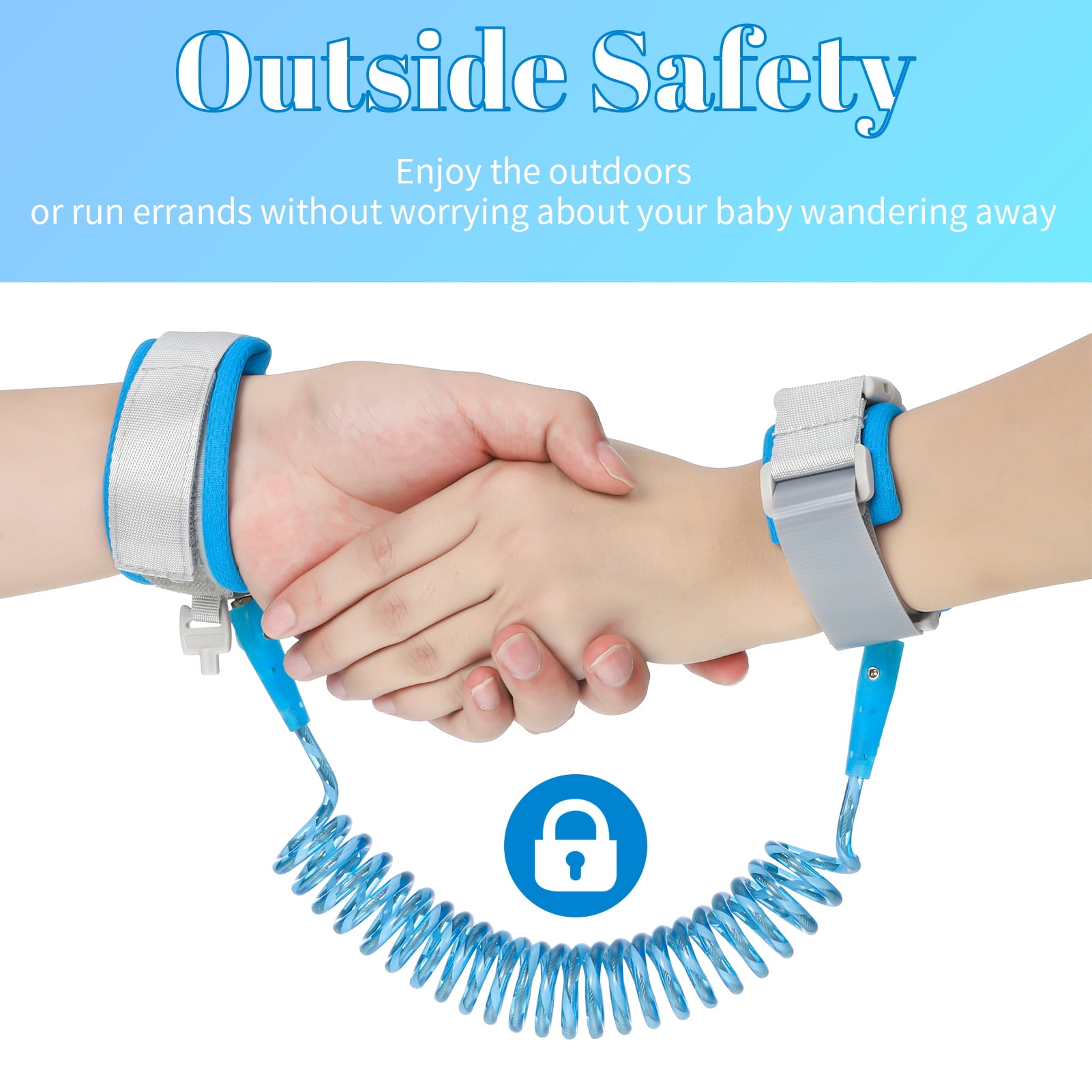 sixwipe Anti-Lost Toddler Wrist Leash with Key Lock and Reflective Strap (Pink and Blue, 8.2 ft, 2 Pack) bm66p