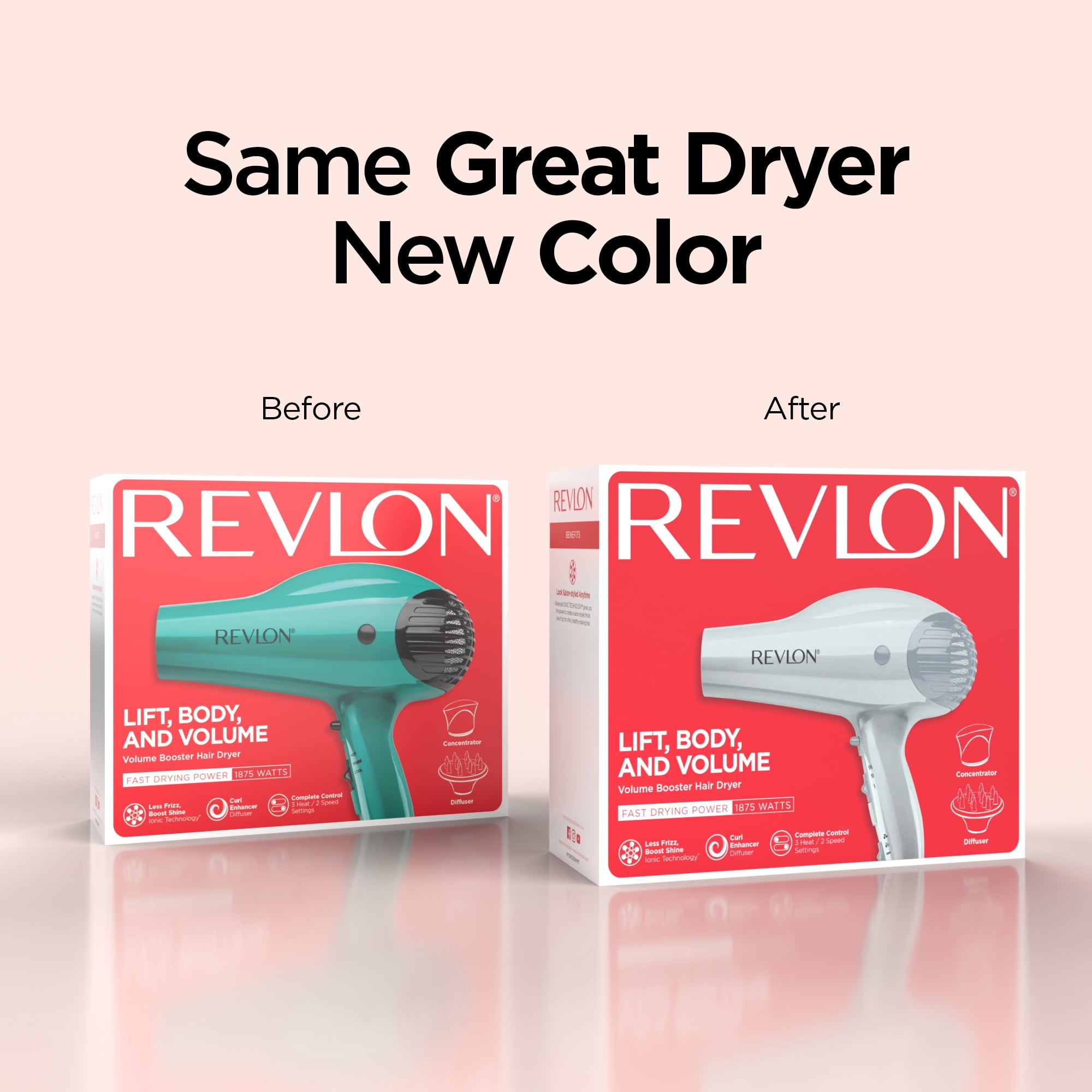 Revlon Ionic Volume Booster Hair Dryer with Diffuser and Concentrator (Blue Silver, 1875W) ft886