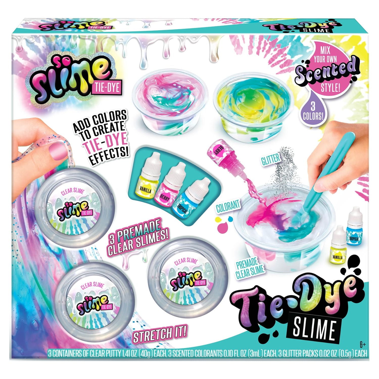 So Slime DIY Premade Tie Dye Slime Kit Sensory Craft Activity Set (Multicolor, 3 Pack) 1jk2e