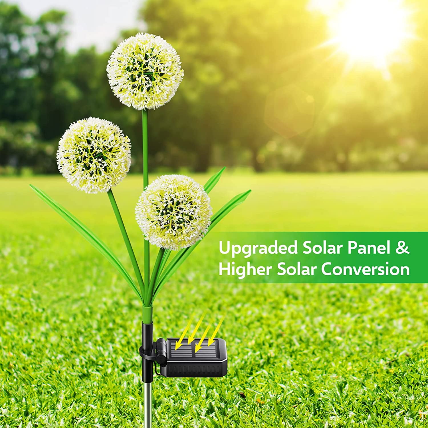 Rirool Solar Dandelion Lights, 36 LED Colorful Outdoor Garden Decor, Weather-Resistant Pathway Lighting (Green, 2 Pack) 2kug8