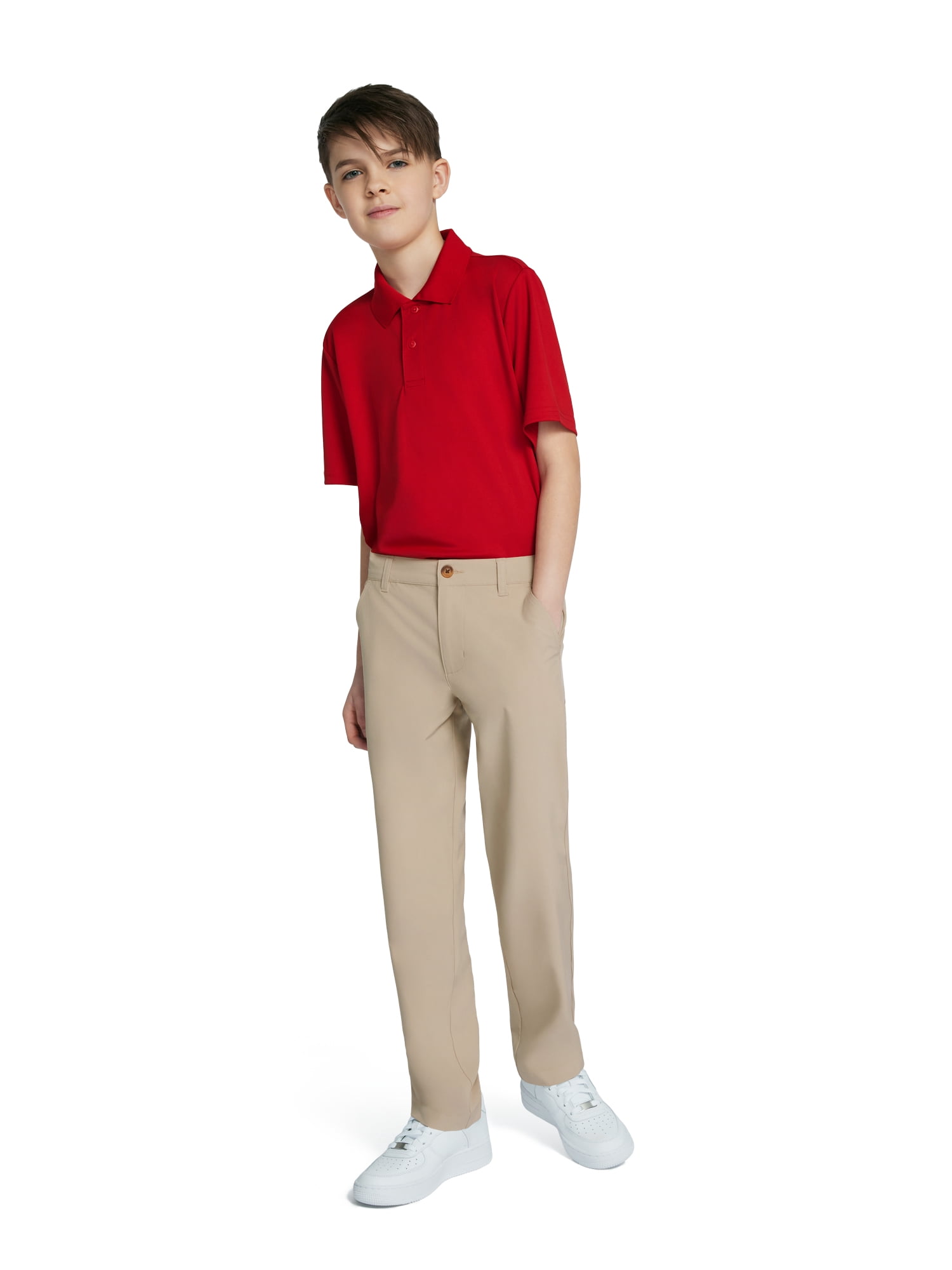 Wonder Nation Boys School Uniform Flat Front Performance Pants (Beige, Size 10) 634qy
