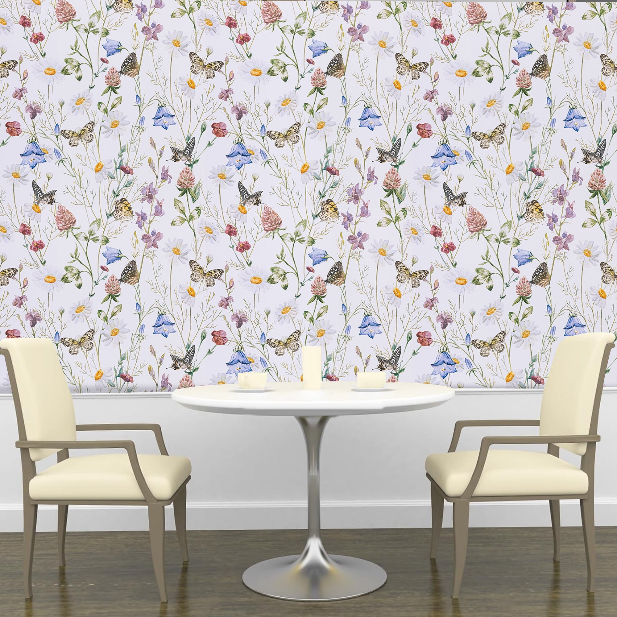 Abyssaly Floral Peel and Stick Wallpaper, Self-Adhesive Removable Vinyl Wall Decor for Home (White, 17.3 in x 393.7 in) kvbsw