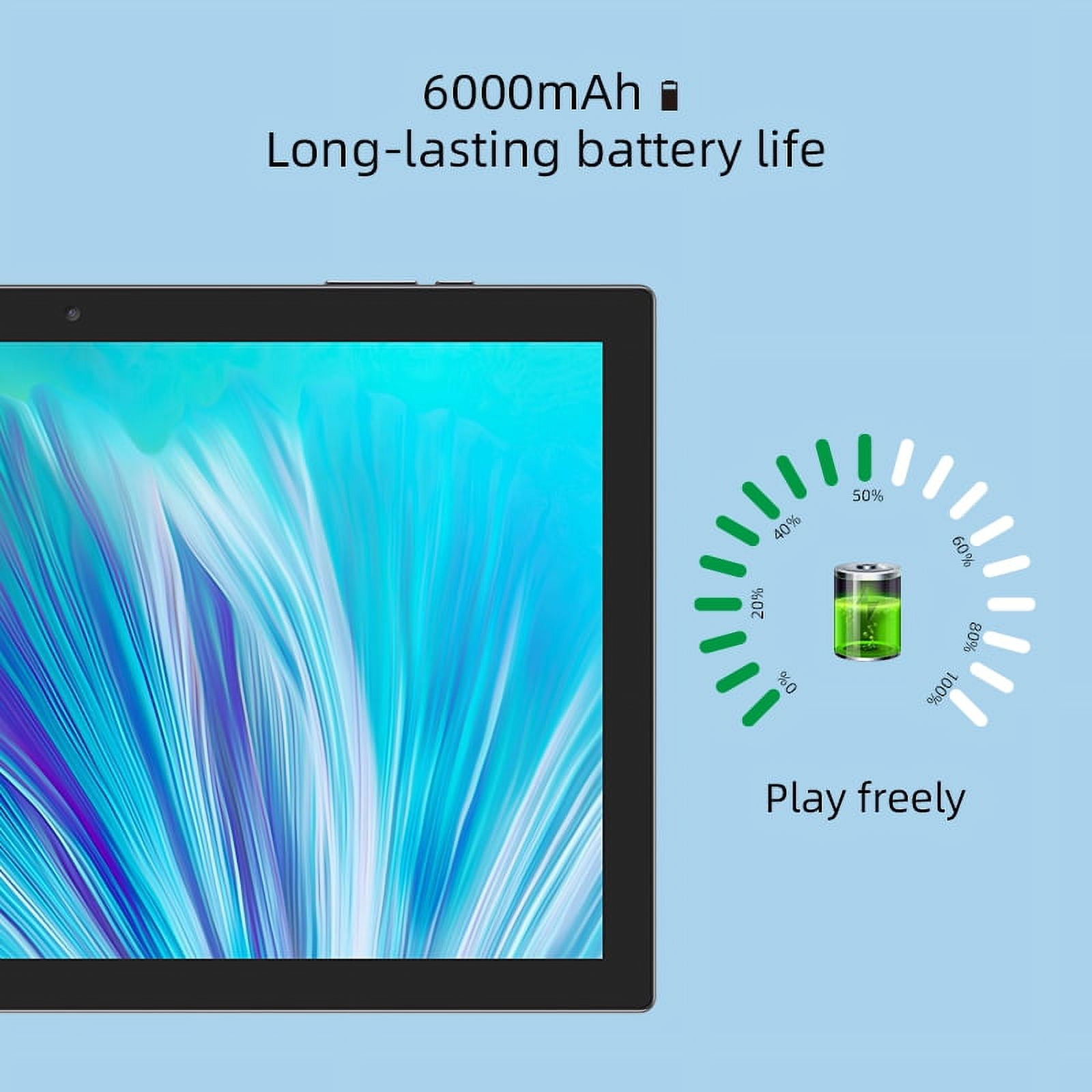 ZZB Android 14 Tablet 10.1 in HD Touch Screen, 64GB Storage, Quad-Core Processor, WiFi Enabled (Blue, 10.1 in) 3ncy3