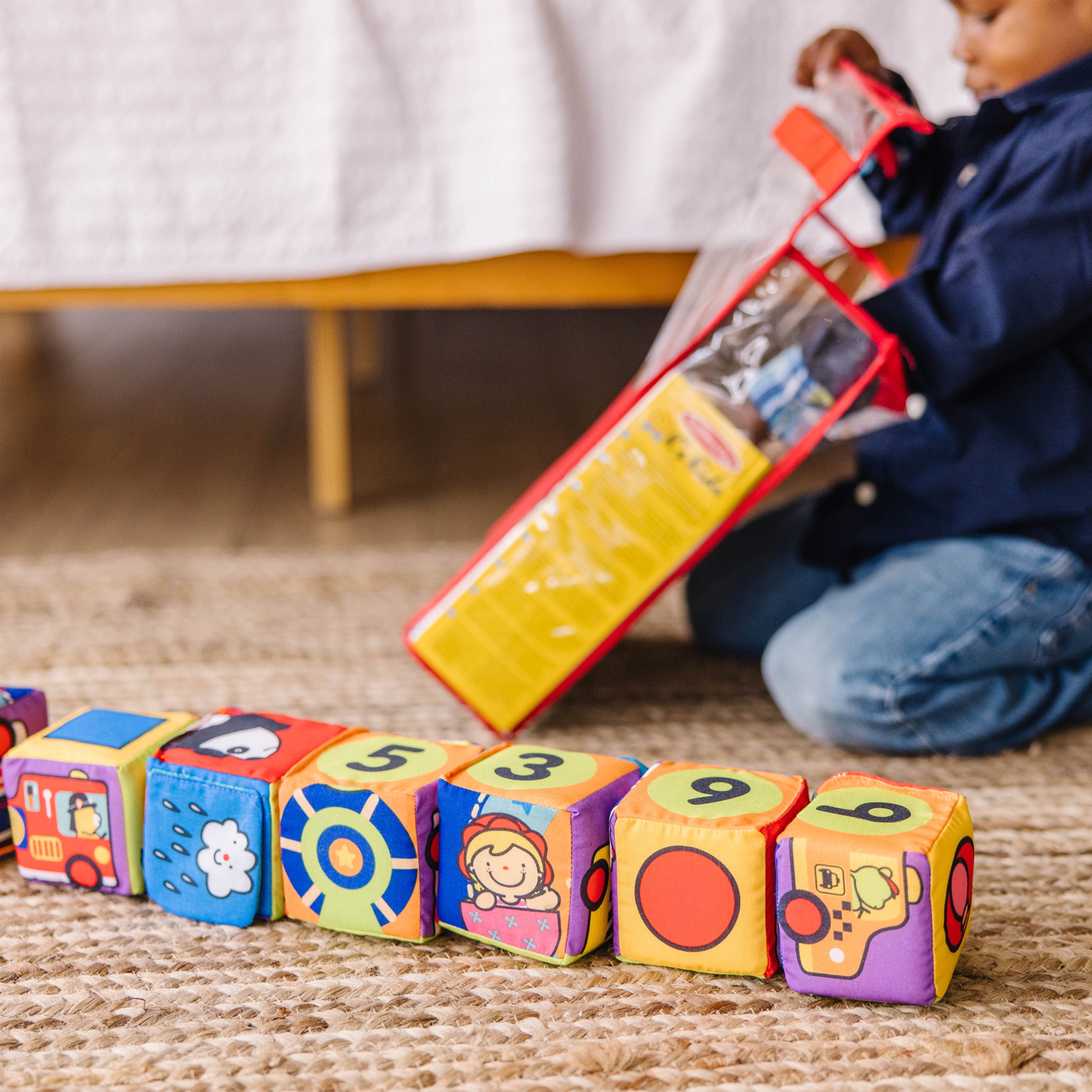 Melissa & Doug K's Kids Match and Build Soft Blocks Set (Multicolor, 14 Piece Set) qfqlp