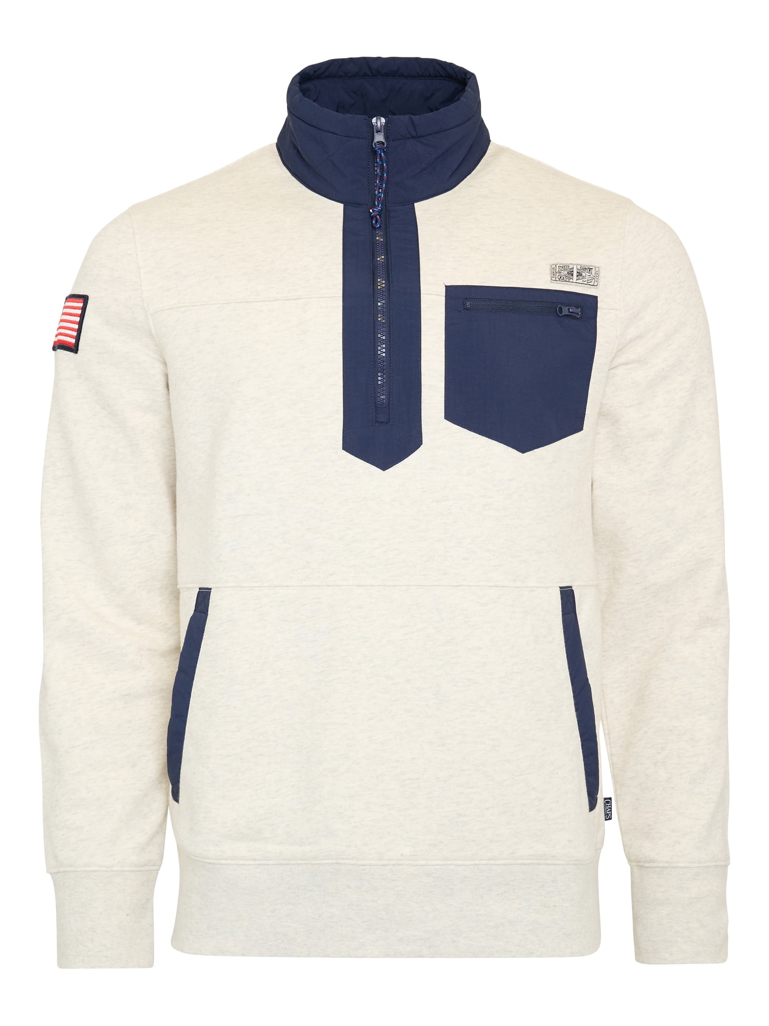 Chaps Men's Island French Terry Quarter Zip Sweatshirt (Beige, S) 9mhm0