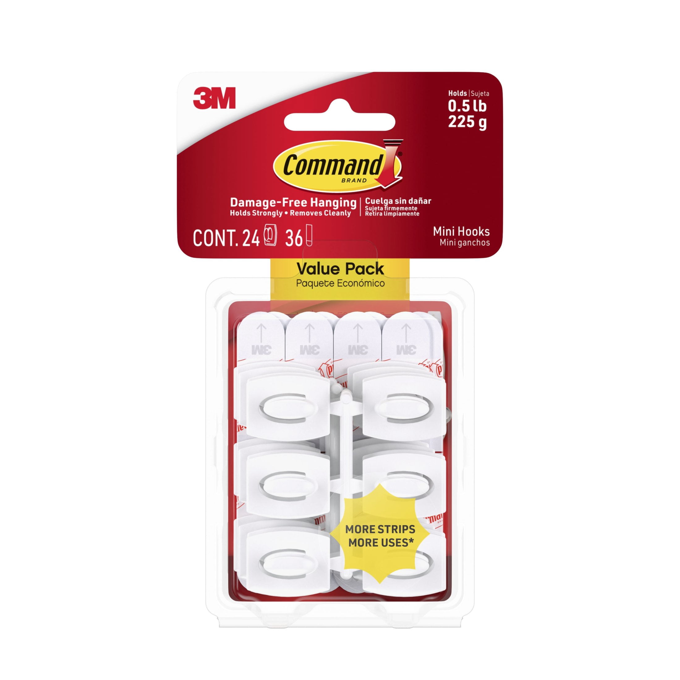 Command Mini Wall Hooks, Damage-Free Adhesive Hanging for Home and Dorm Decor (White, 24 Hooks) uibf3
