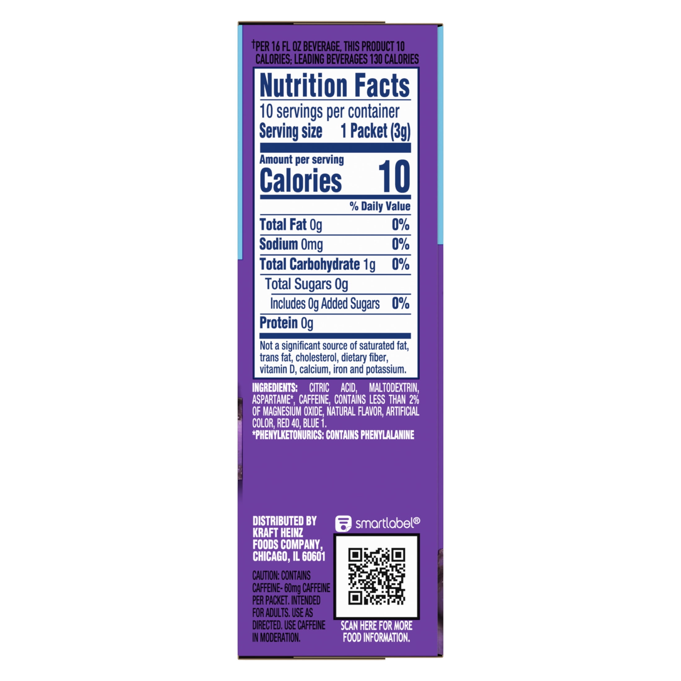 Crystal Light Grape Drink Mix with Caffeine, Zero Sugar, On-the-Go Powdered Hydration (3 Pack, 1.1 oz) 9jjse