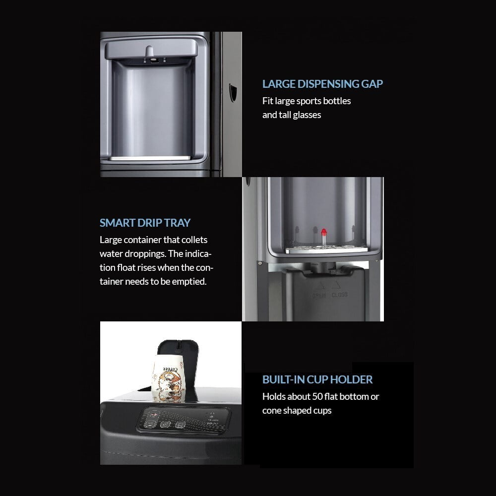 Global Water G5RO Standing Water Cooler, 4-Stage Reverse Osmosis Filtration System (Black, 1.5 gal) pojlv