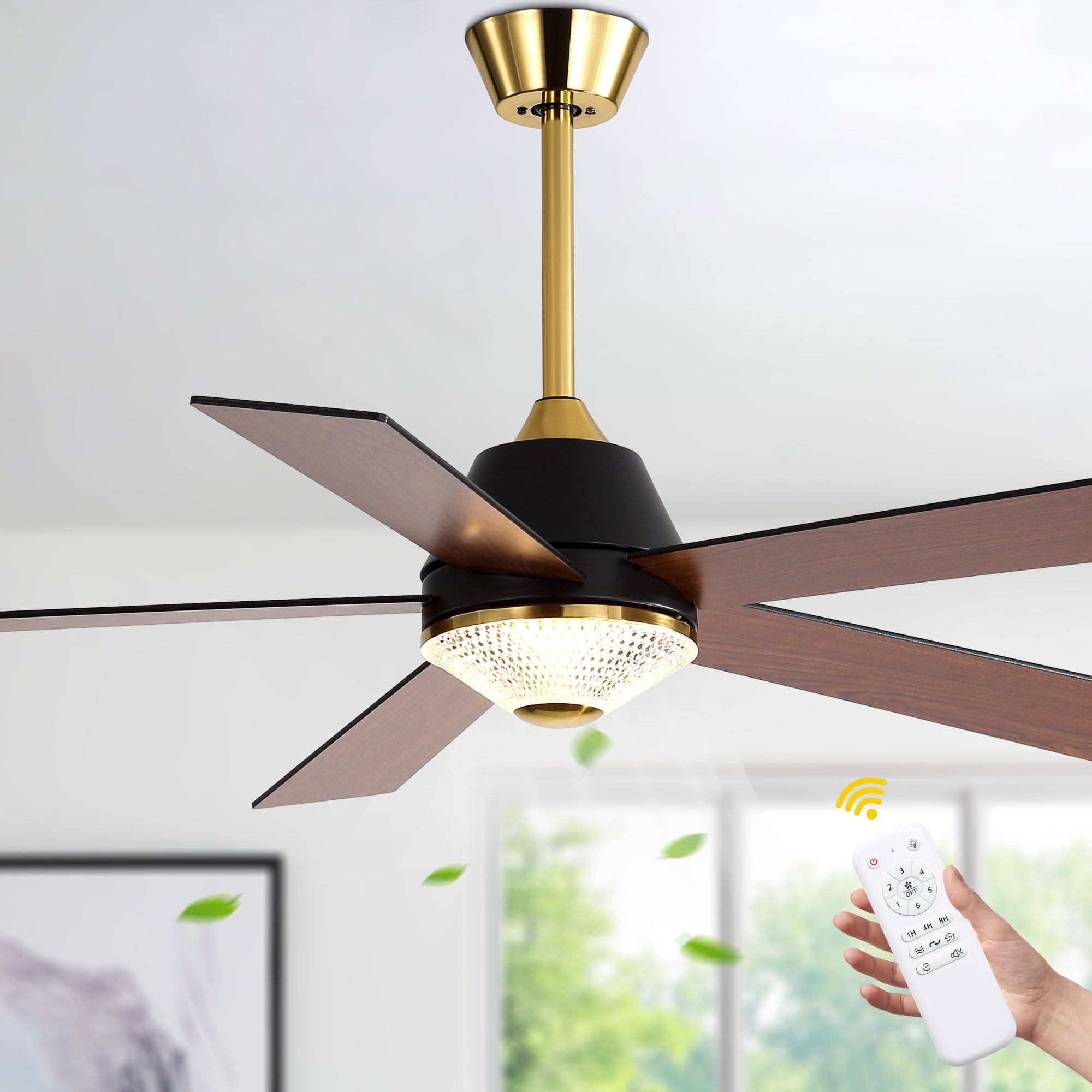 Bella Depot 52 in Modern Ceiling Fan with Light and Remote Control (Black, 52 in) lzs8o