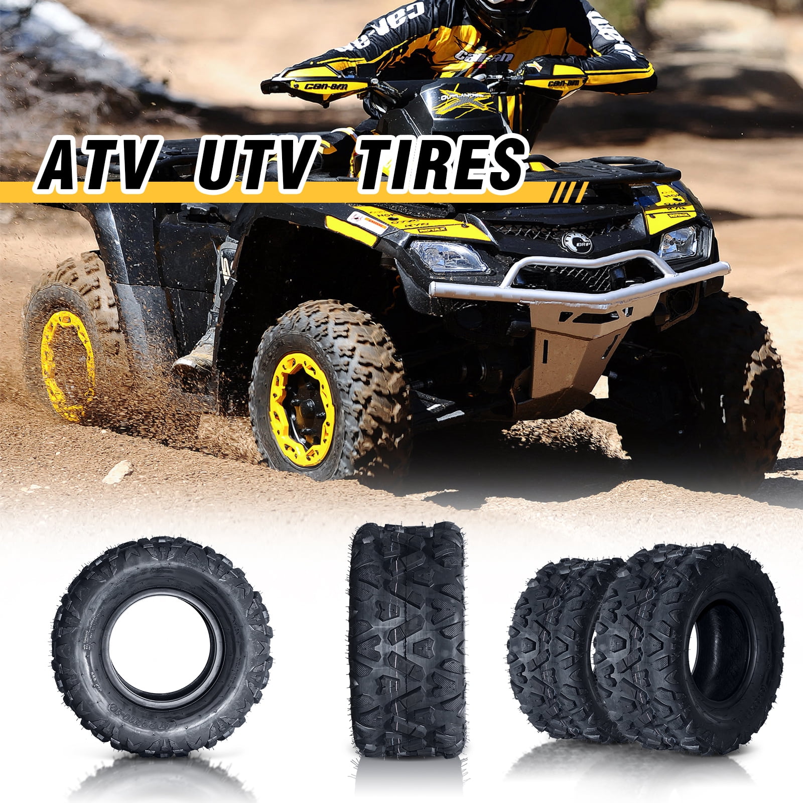 Ktaxon ATV UTV All Terrain Tires 4 Ply Tubeless Directional Knobby Trail Tires (Set of 2, 22x10-10) wm8m3