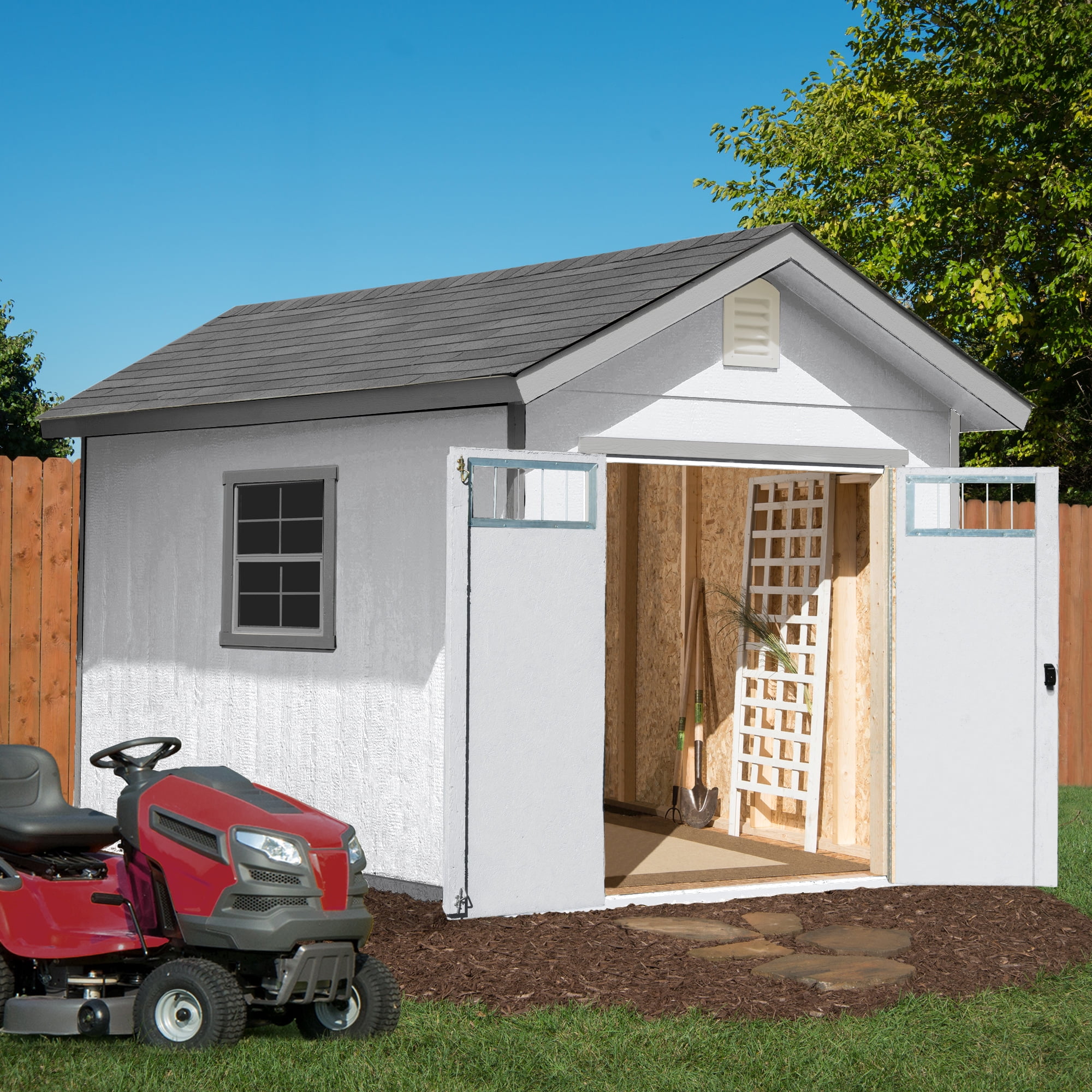 Handy Home Products Beachwood Wood Storage Shed with Floor (Brown, 10 ft x 12 ft) gt6eb