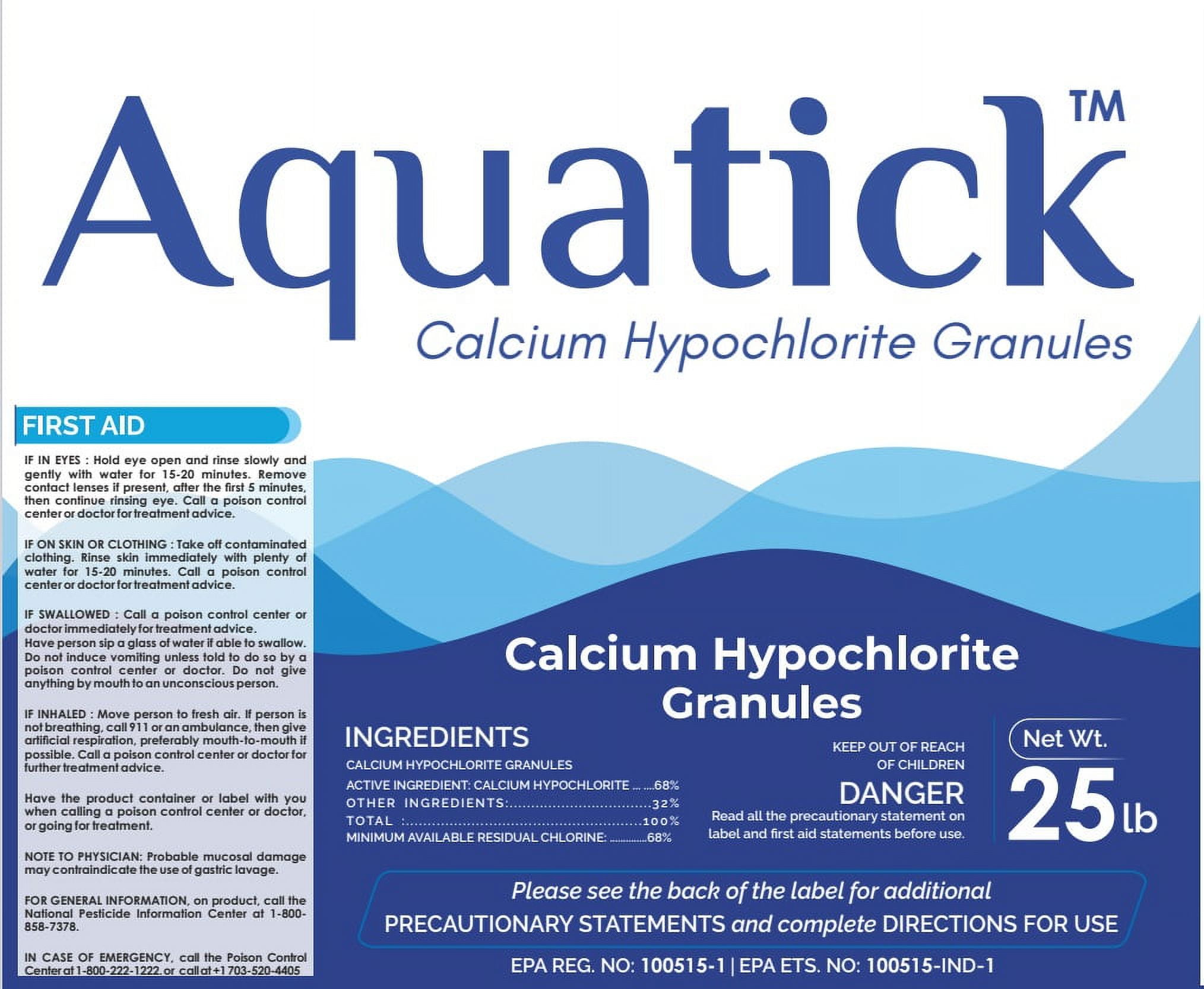 Aquatick Pool Shock 68% Calcium Hypochlorite Chlorine Granules (Clear, 25 lb) m8pp4