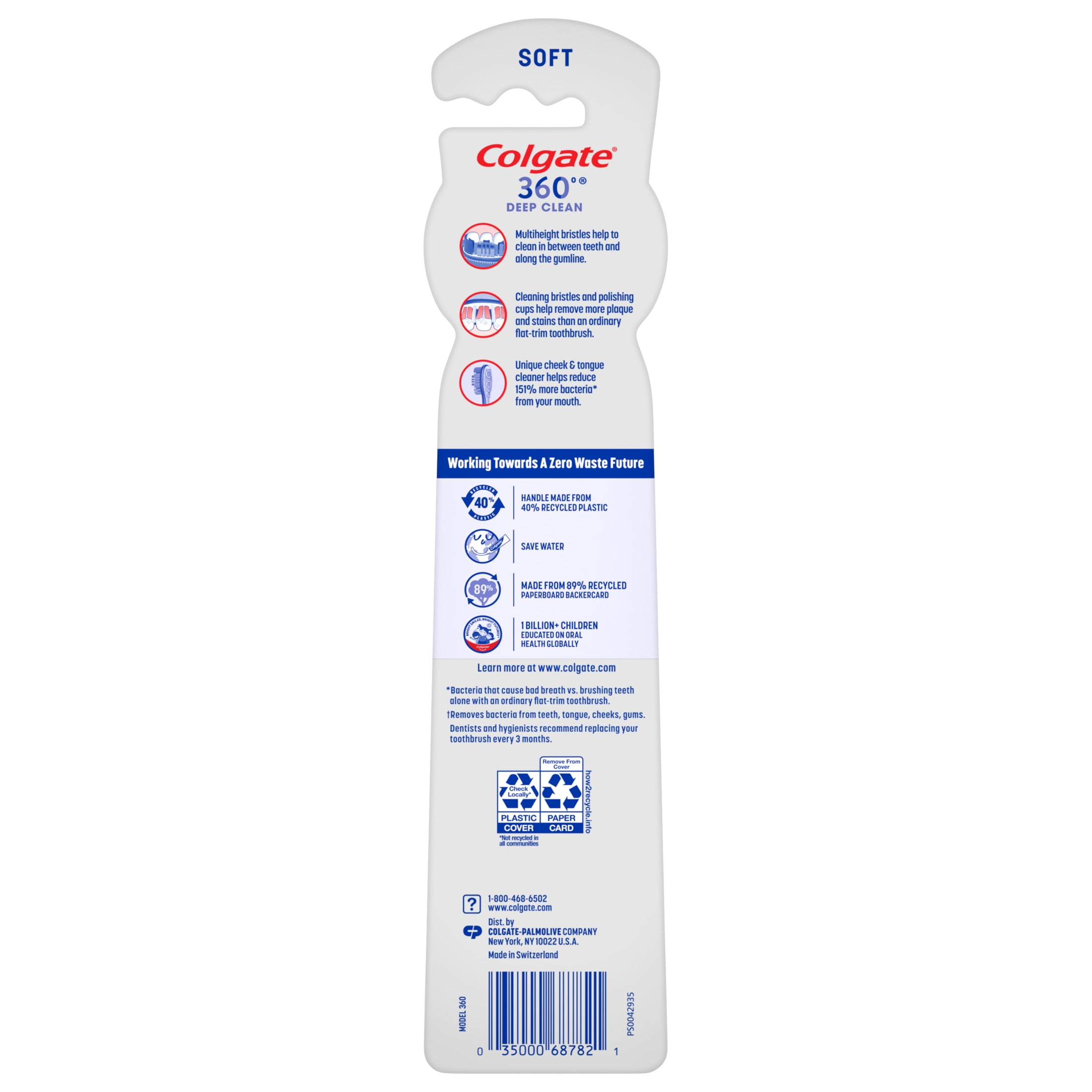 Colgate 360 Whole Mouth Clean Adult Manual Toothbrush, Soft Bristles (2 Pack) 7vvnx