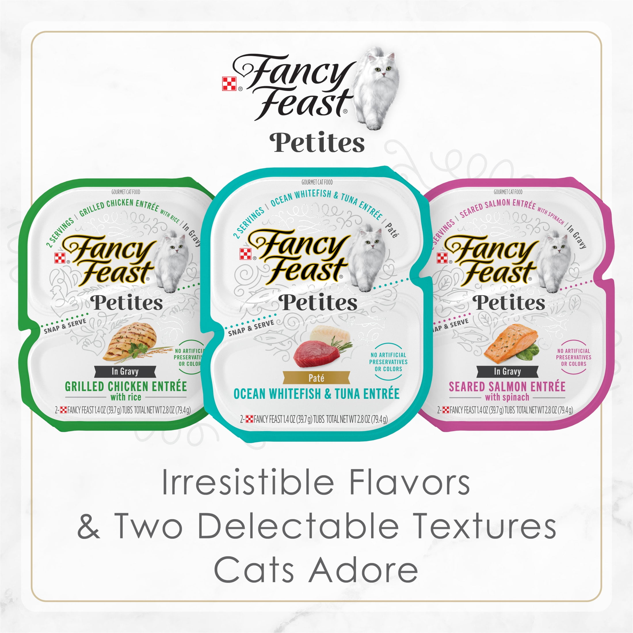 Fancy Feast Petites Seared Salmon Entree with Spinach Wet Cat Food (12 Pack, 2.8 oz) anumx