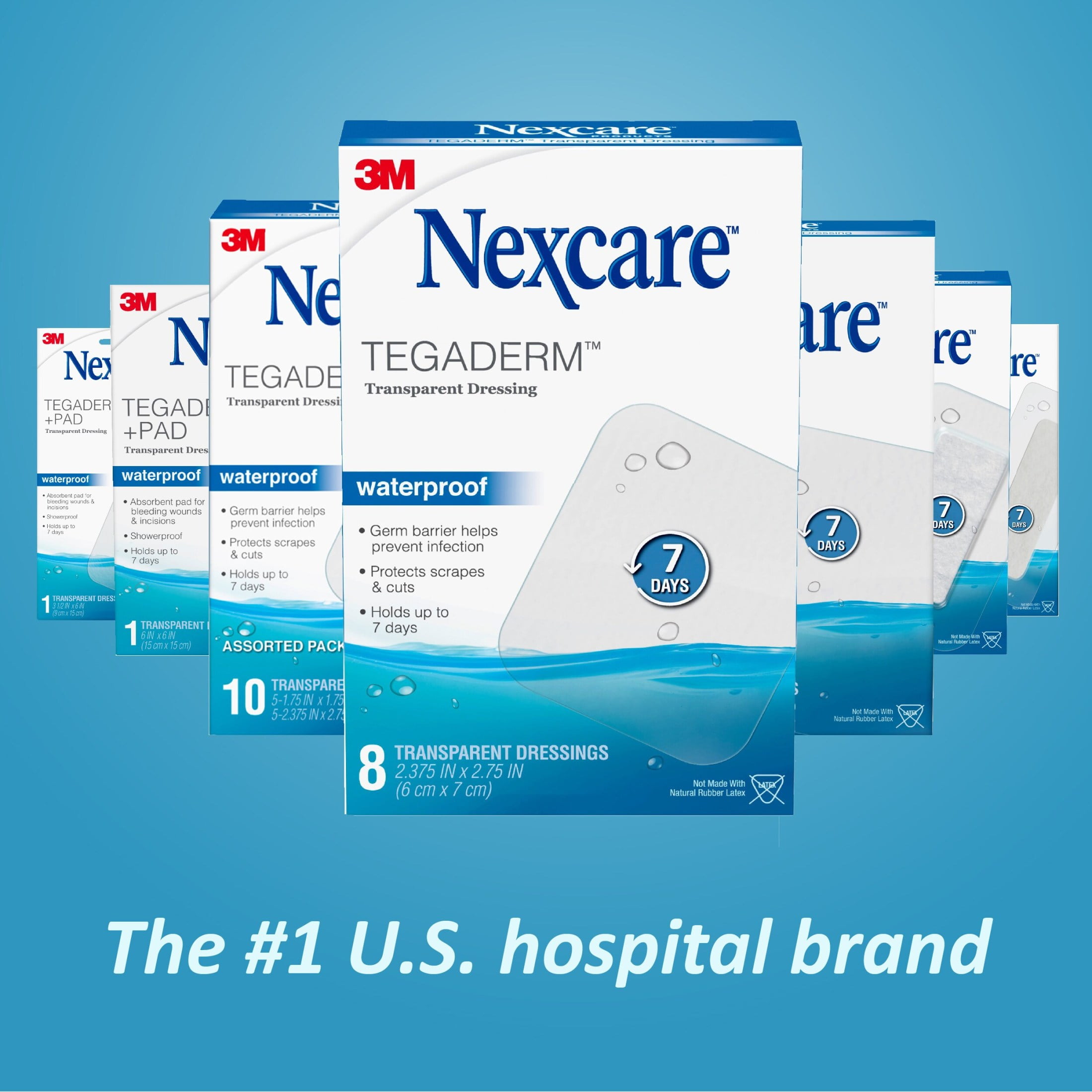Nexcare Tegaderm Waterproof Transparent Dressing, Sterile Adhesive Bandages for Minor Wounds (Clear, 8 Count, 2.375 in x 2.75 in) rzs5o