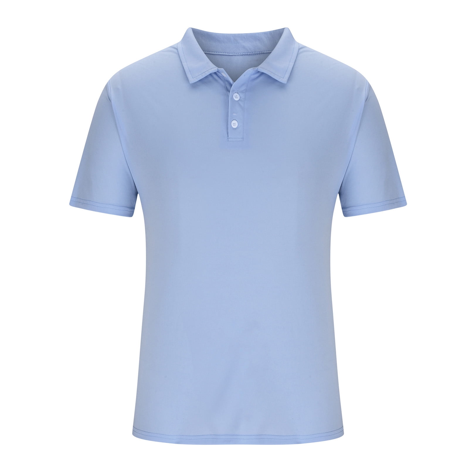 Titcea Mens Short Sleeve Polo Shirt Casual Lapel Button Down Summer Beach Tee (Blue, M) 8ofk4