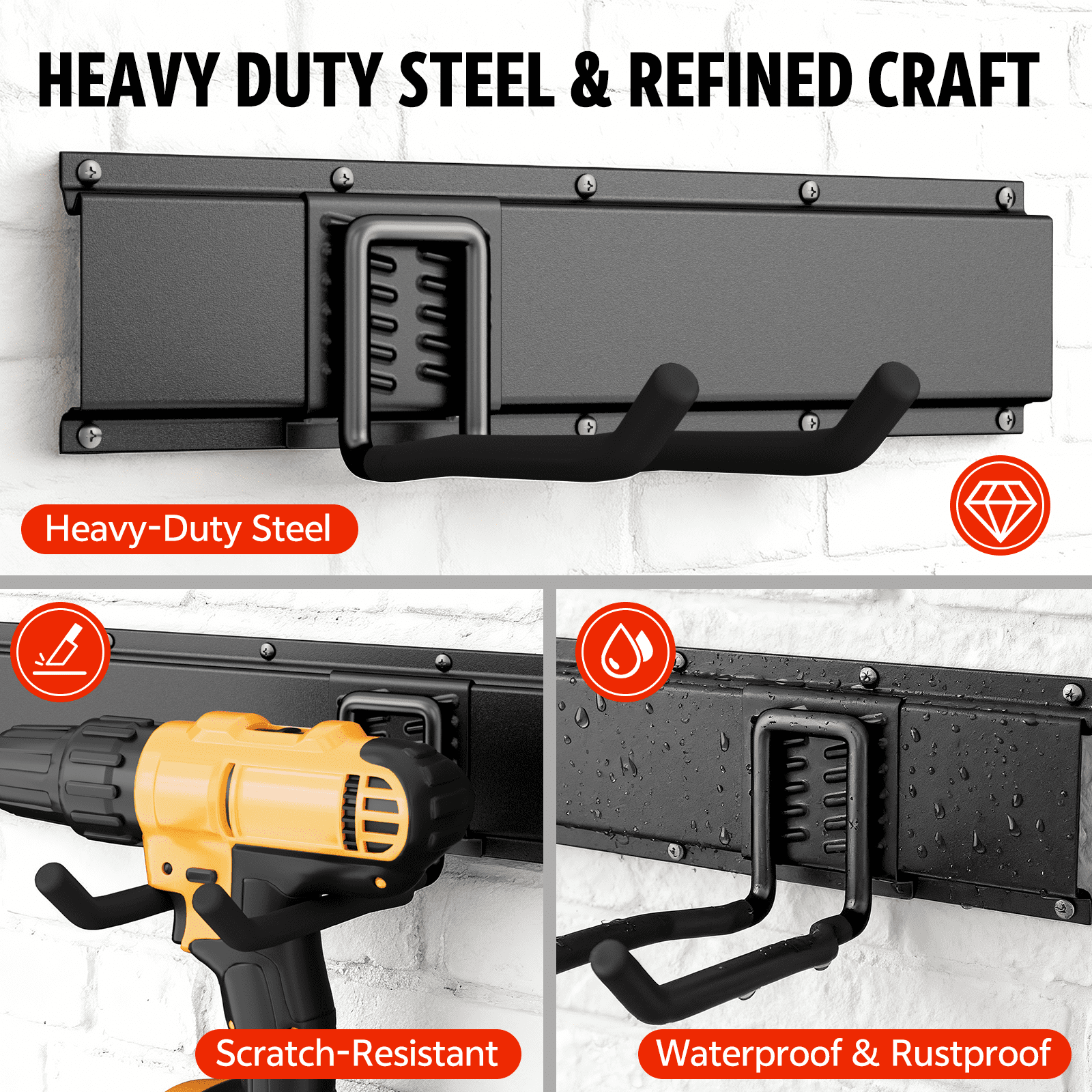 UNTIMATY Garage Tool Organizer Wall Mount Storage Rack with 7 Adjustable Hooks (48 in, 450 lb Capacity) x8xmj