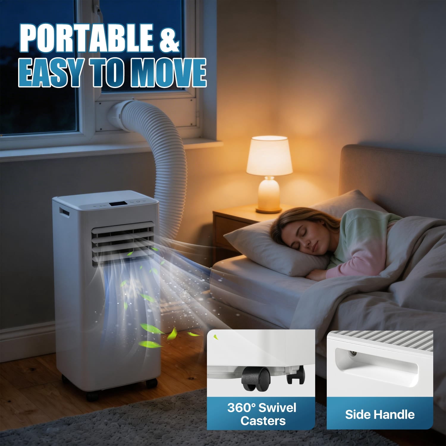 Sunmthink 10000 BTU Smart Portable Air Conditioner, 4-in-1 Cooling Dehumidifier Fan Unit with Remote & App Control (White, 400 sq. ft.) t1lah