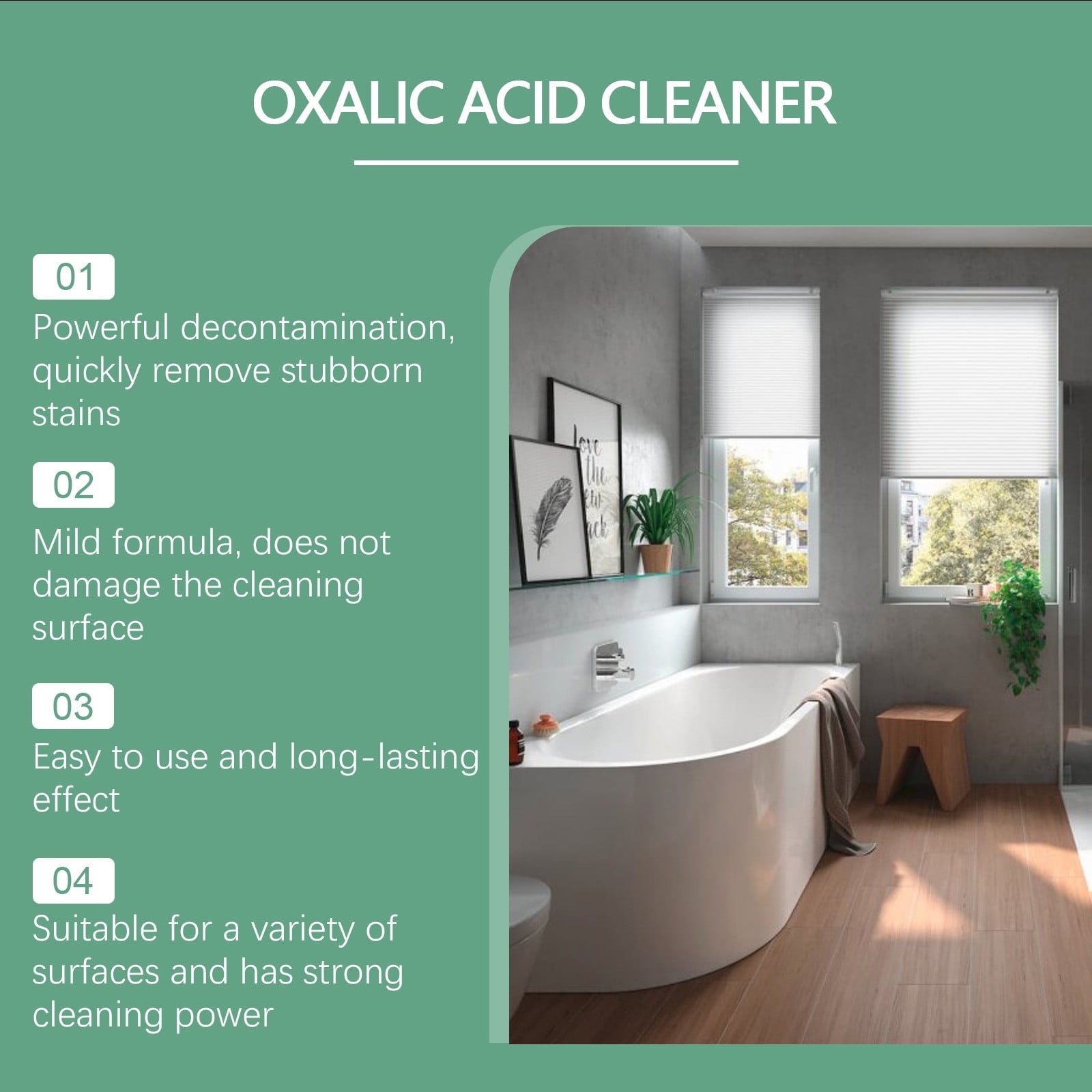 Cagogo Oxalic Acid Bathroom Cleaner, Powerful Limescale and Rust Stain Remover for Toilet Bowls and Ceramic Tiles (3.38 fl oz) 4xj2j