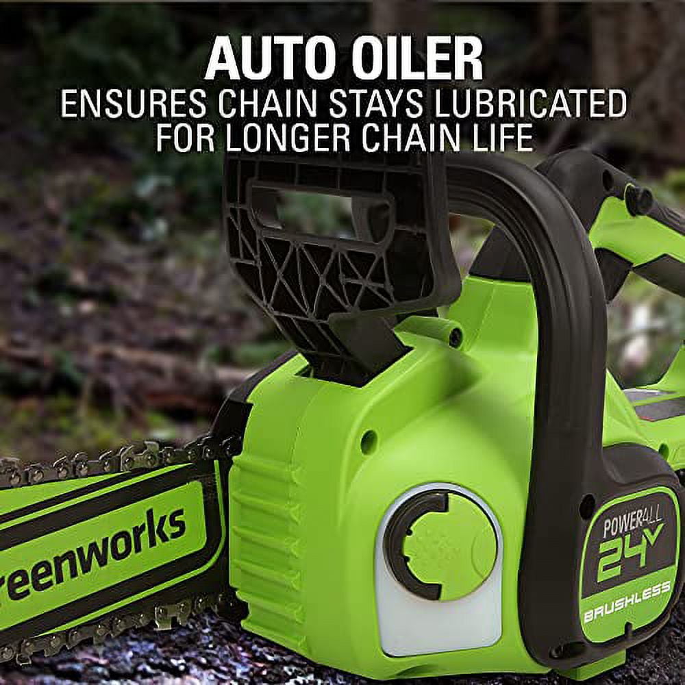 Greenworks 24V 12-inch Brushless Chainsaw Kit with 4.0 Ah Battery and Charger (Green, 12 in) zhkt3