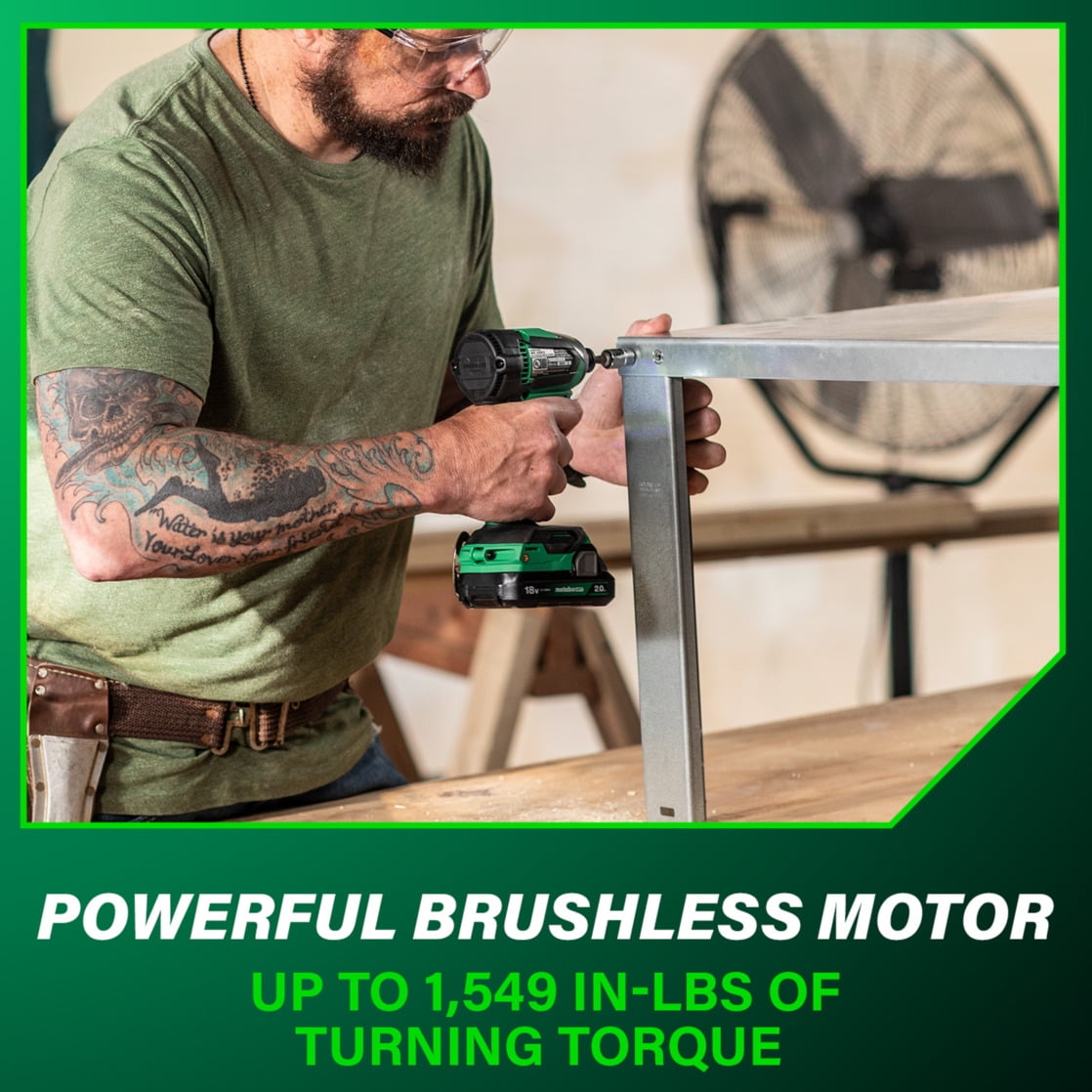 Metabo HPT 18V Cordless Impact Driver Kit, Brushless Motor, Variable Speed (Green, 1/4-In Chuck) bpxpi