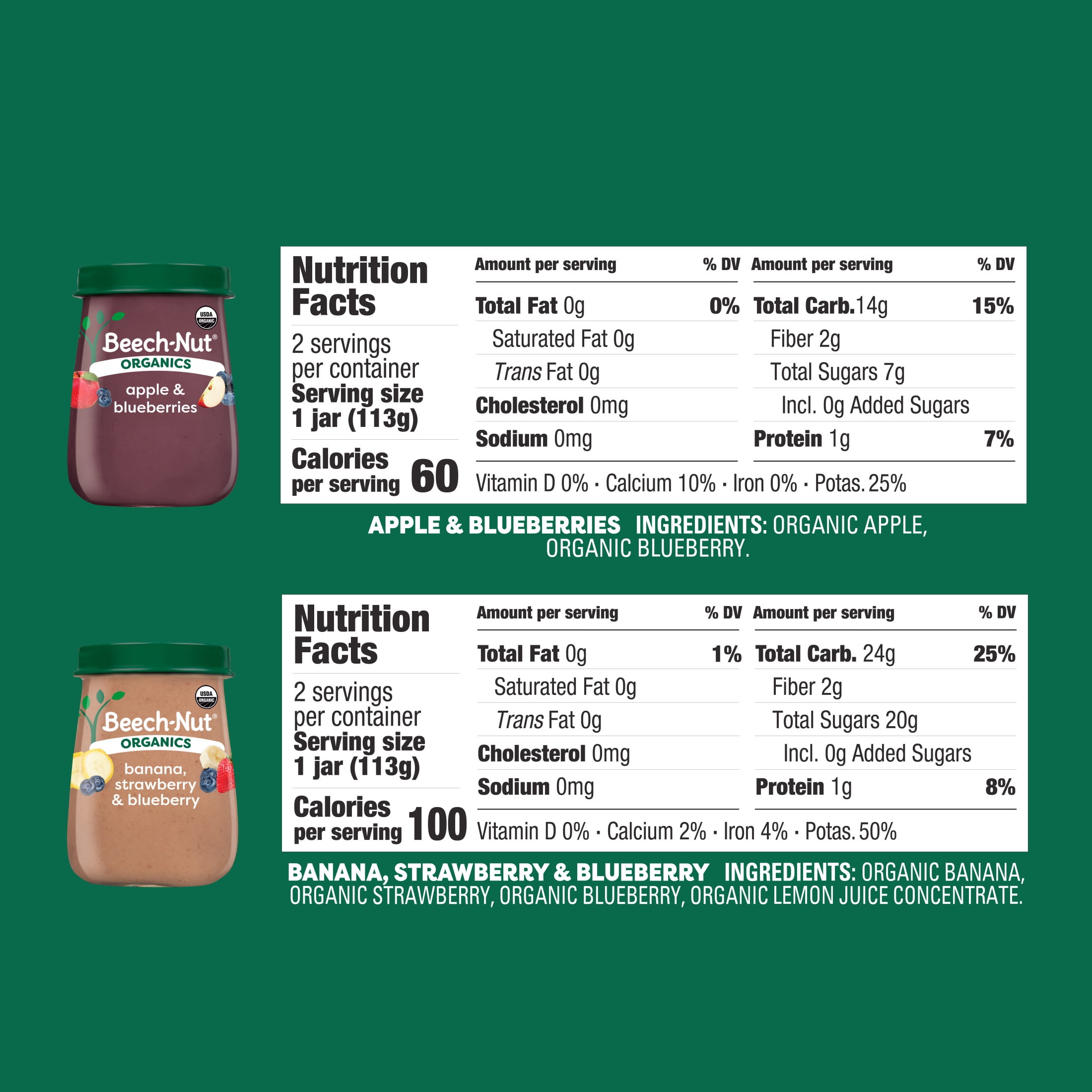 Beech-Nut Organics Stage 2 Berry Lovers Baby Food Variety Pack (8 Pack, 4 oz Jars) iuj5d