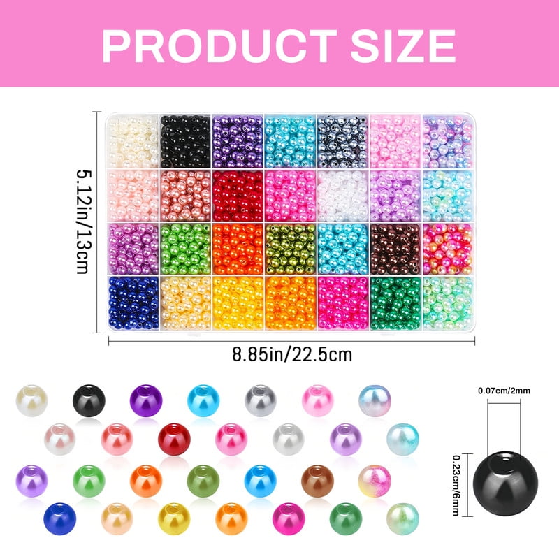 GOODOOSOO Round Pearl Beads Set for DIY Jewelry Making (Multicolor, 1680 Pieces, 6mm) 97ybj