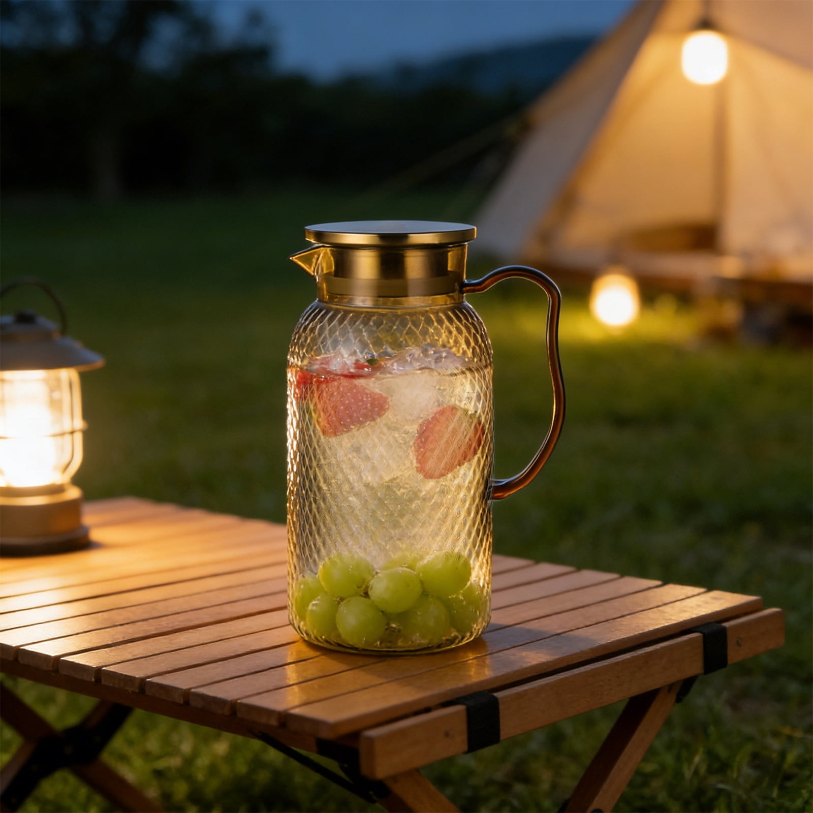 TIITSTOY Acrylic Beverage Pitcher Heat-Resistant Fruit Tea Server (Brown, 64 fl oz) e4v8e