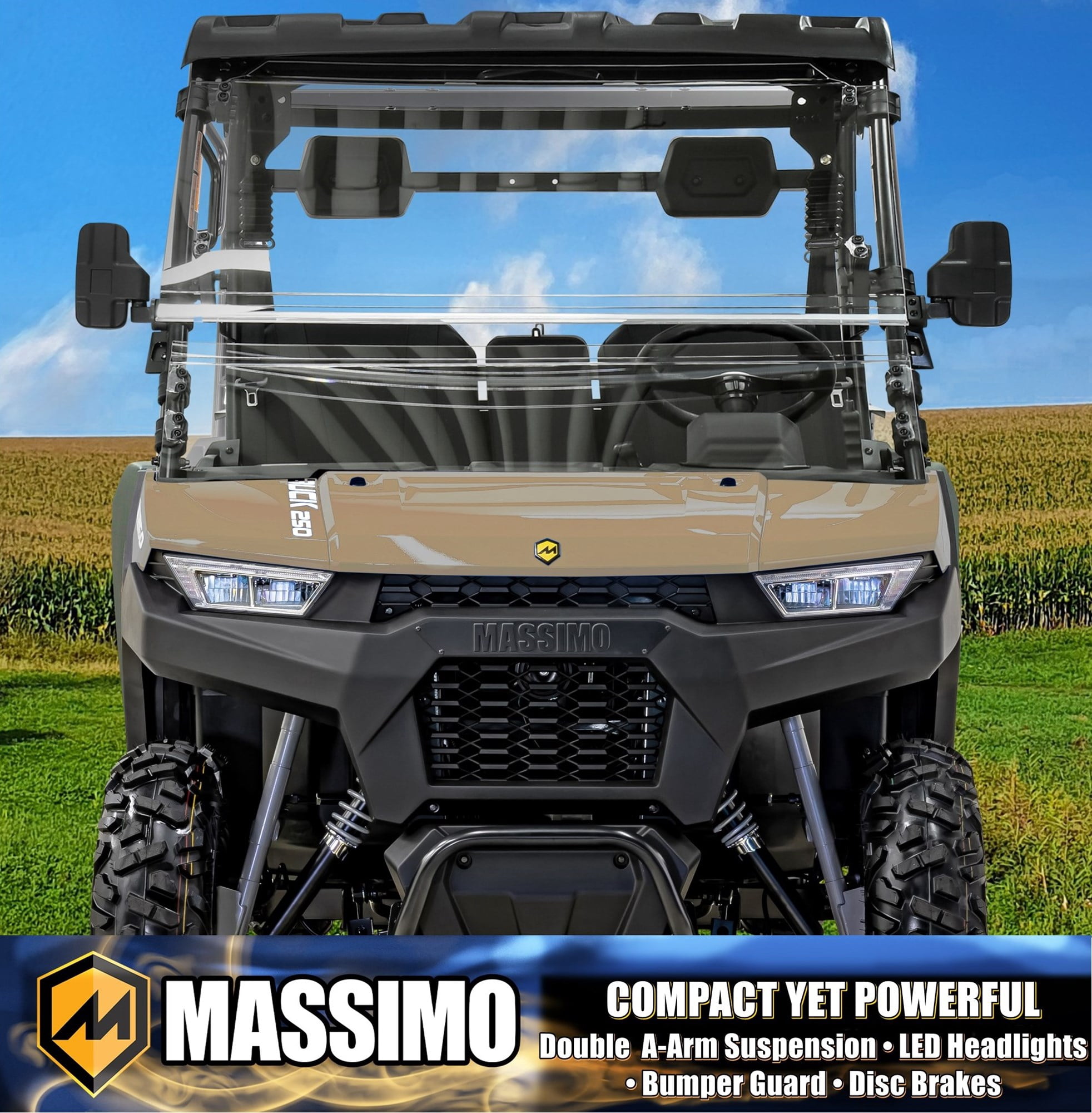 Massimo Buck 250 Side by Side UTV with Dumping Cargo Bed (Quicksand, 177cc) 5tcc7 - Image 5