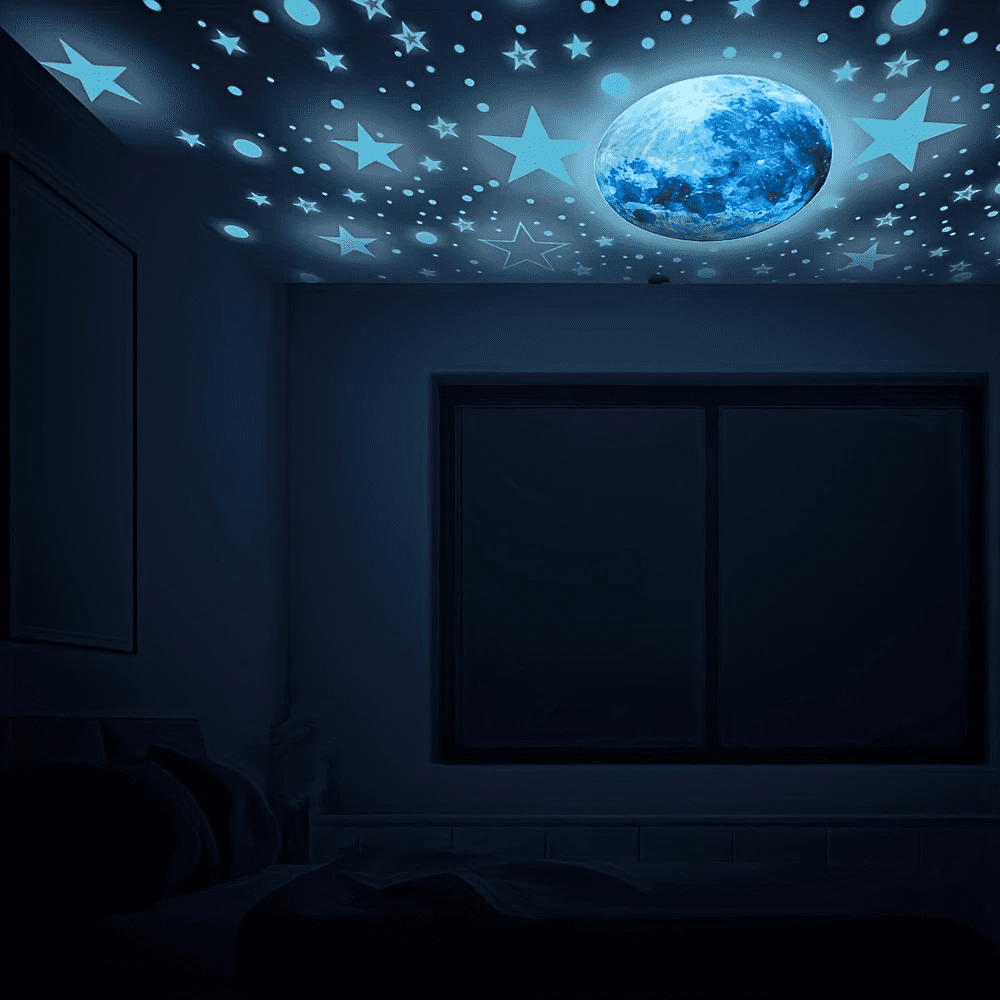 Neasyth Glow in the Dark Stars and Moon Wall Decals for Ceiling (Sky Blue, 1108 Pieces) ve7uy