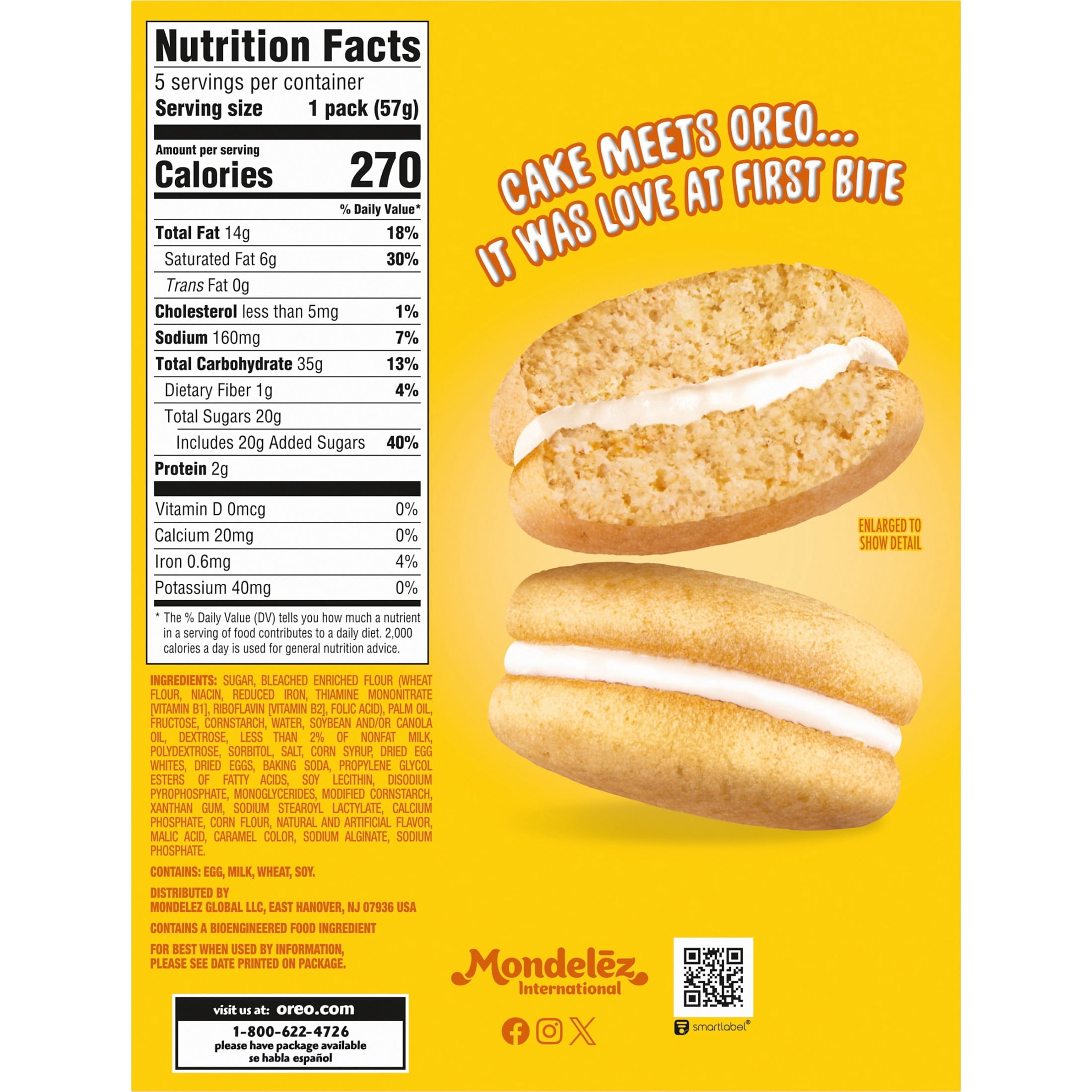 OREO Golden Cakesters Soft Snack Cakes (Golden, 5 - 2.02 oz Packs) g98b0