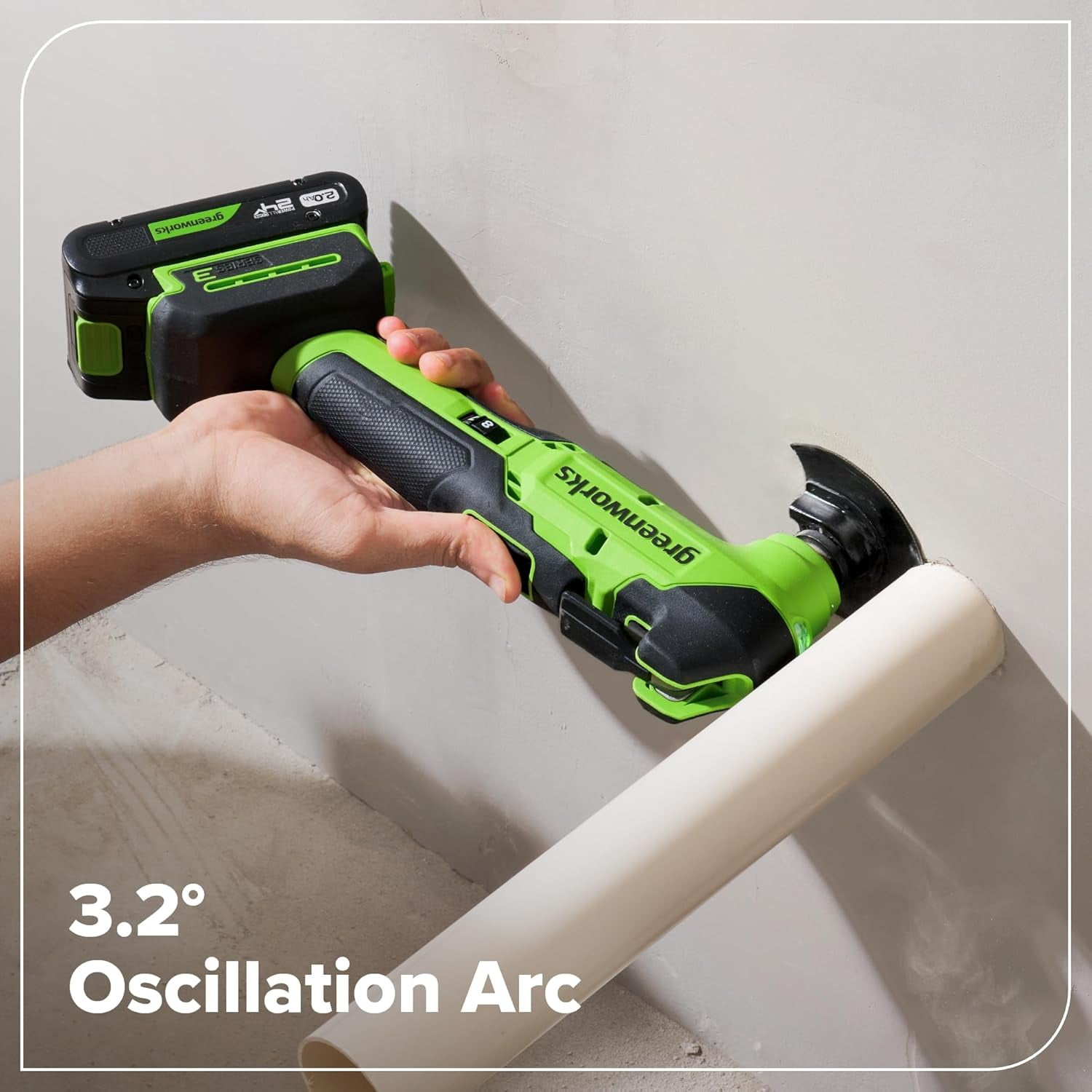 Greenworks 24V Brushless Cordless Oscillating Multi-Tool with Woodcutting Blades and Sanding Pad (Tool Only) ya4cl