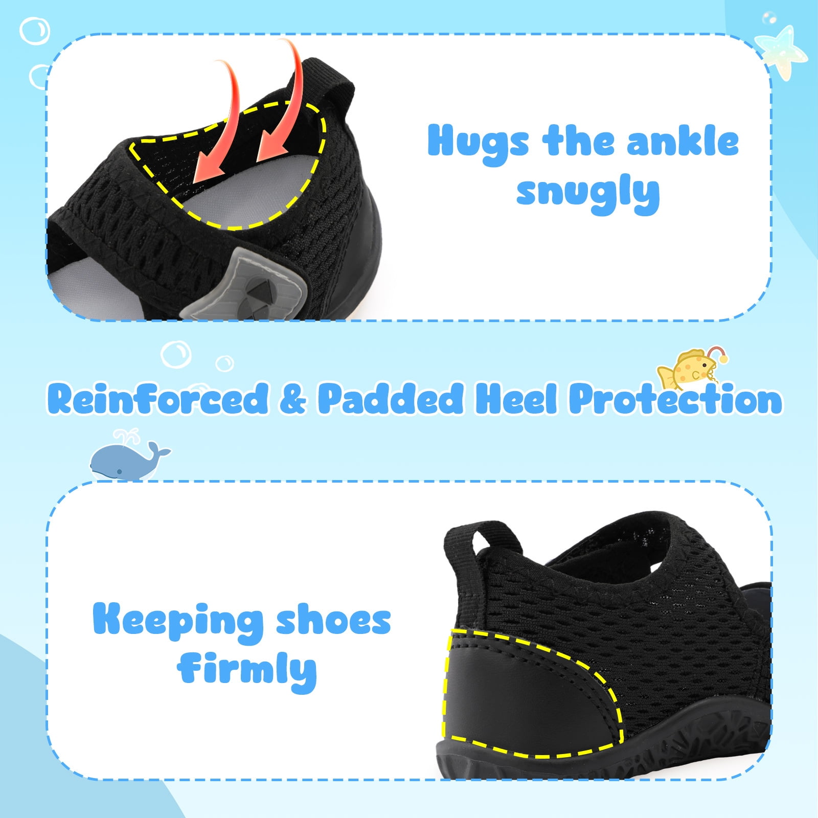 Barerun Toddler Water Shoes Lightweight Breathable Quick-Dry Sandals (Black, Toddler Size 6) c4zmj