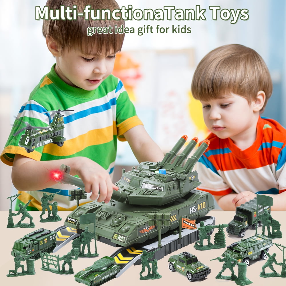 JoyStone Military Vehicle Set Battle Tank Toy with Realistic Light and Sound (6 Pack, Multi-Color) obcu4