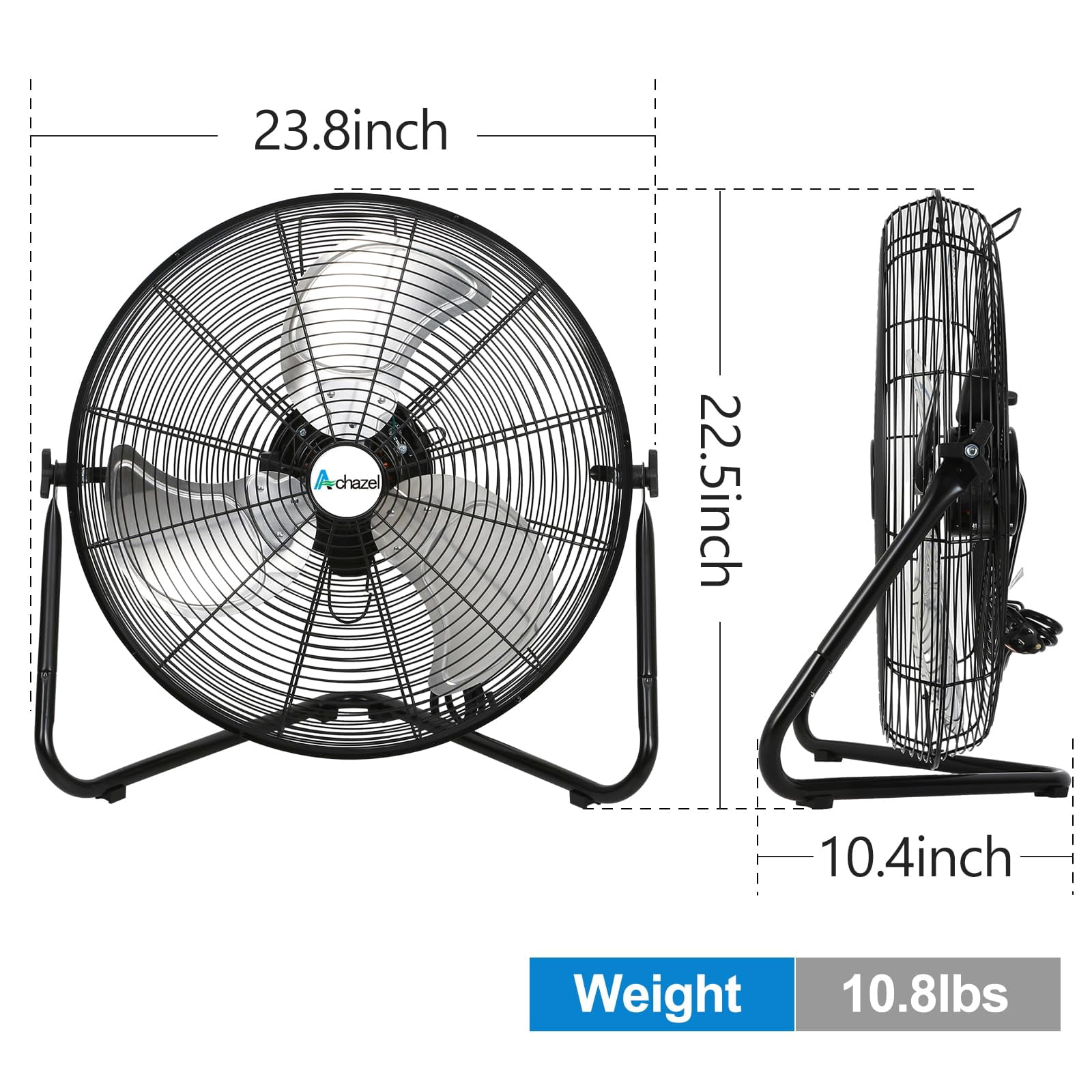 Achazel 20 in High Velocity Industrial Floor Fan (Black, 20 in) 6xn14